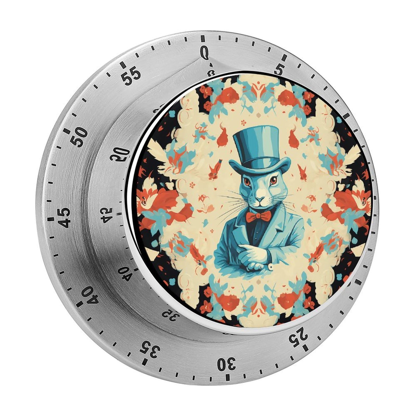 Magician Rabbit Kitchen Timer Chef Cooking Timers Clock with Loud Alarm Exquisite Stainless Steel Mechanical