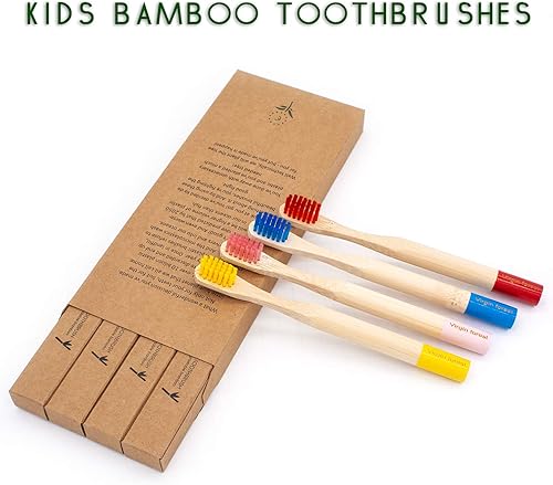 Miniatura 3 de Cepillo de dientes de bambú para niños cepillos de dientes ecológicos cerdas suaves sin BPA para varios colores adultos y niños paquete de 64