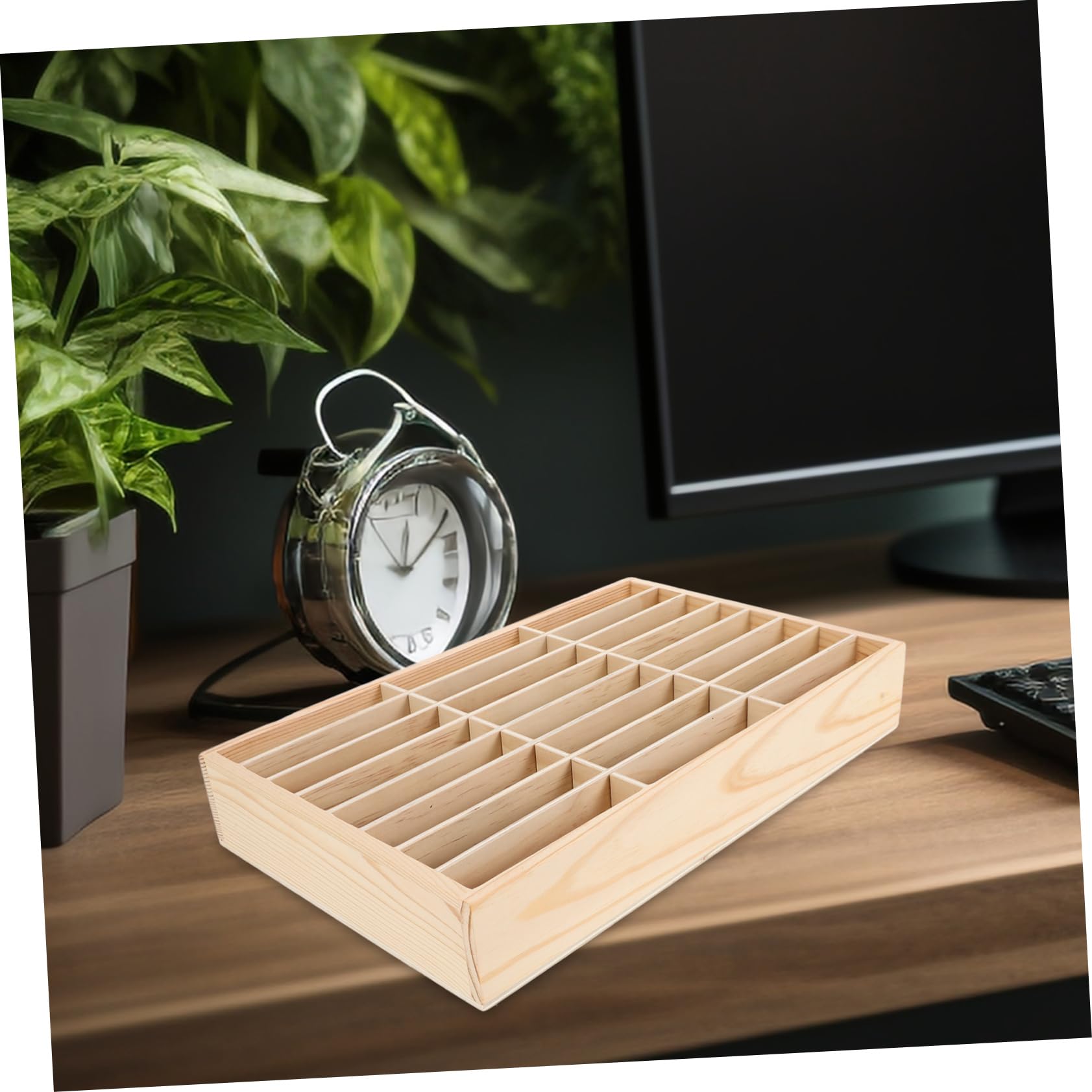 MAGICLULU Organizer da Scrivania in Legno Scomparti Multipli per Cellulare e Penne, Design Semplice e Funzionale per Scuola e Officina Riparazioni