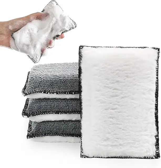 4-Piece Car Interior Scrub Pads Set - Microfiber Cleaning Sponges for Auto Detailing