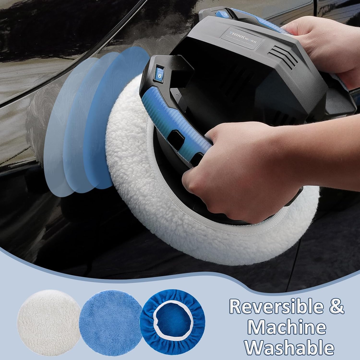 THINKWORK 10 Pcs Car Polishing Pad - 10 Inch Buffing Pad, Microfiber Wax Applicator Pad, Wool, Coral Fleece - Image 3