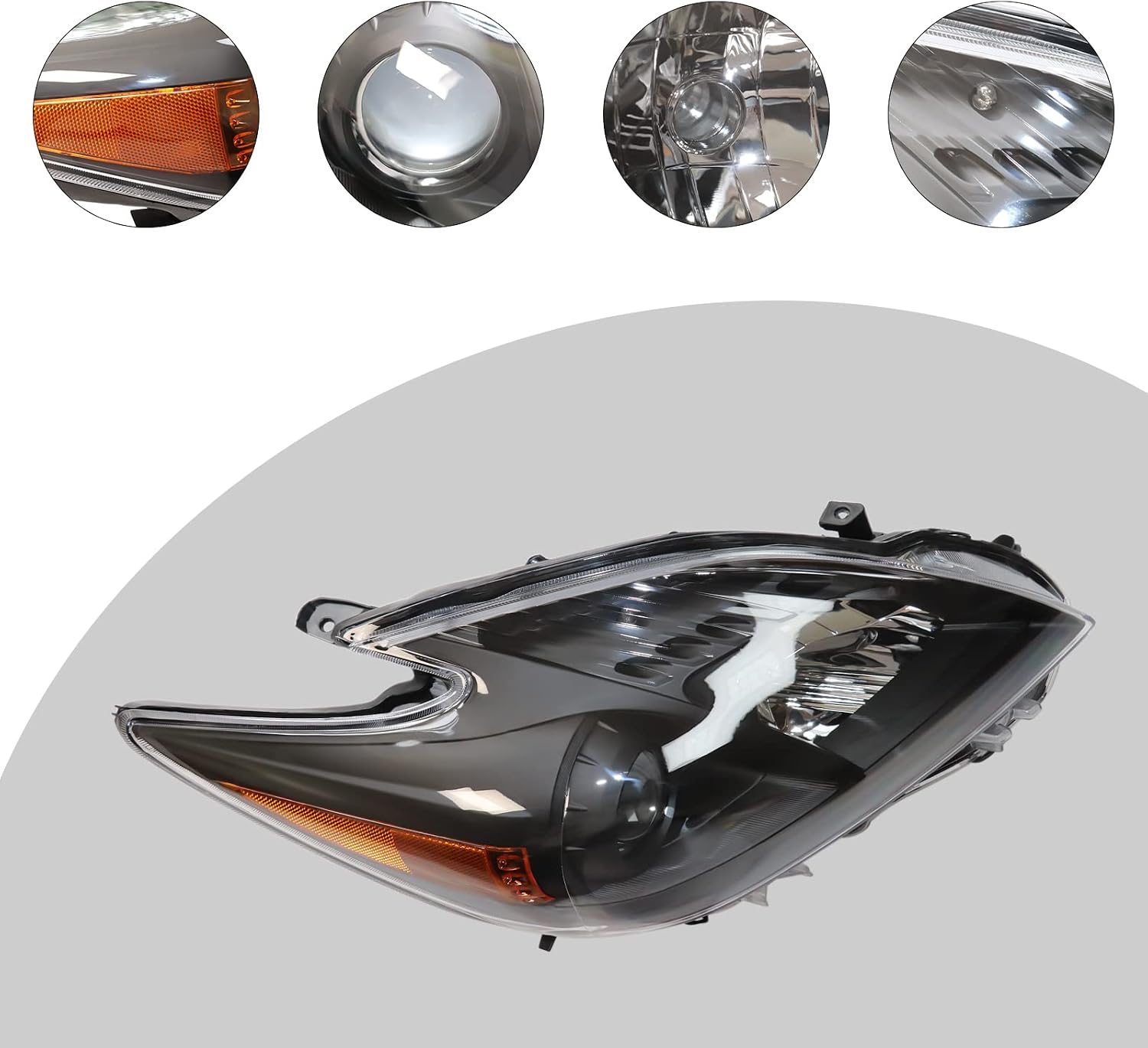 LYNICESHOP Front Headlight, Clear Headlight for Toyota Prius 2010 2011 Halogen Assembly Headlights, Assembly Replacement Factory Headlamp (Passenger Side)