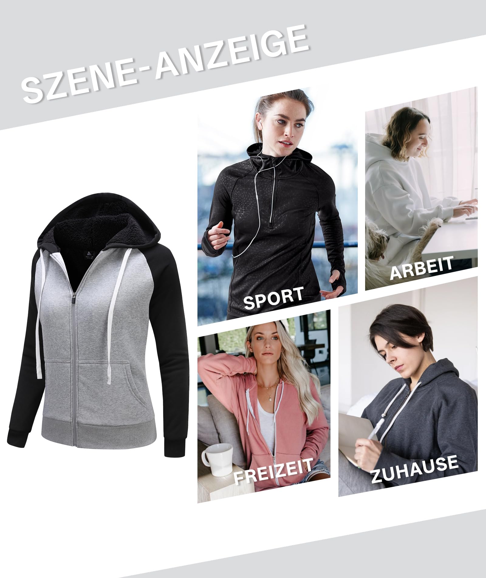GEEK LIGHTING Felpa Donna con Cappuccio Foderata in Pile Calda Giacca Invernale con Zip Felpa Pile Donna Teddy Hoodie con Cerniera Sweatshirt Inverno Autunno S-2XL