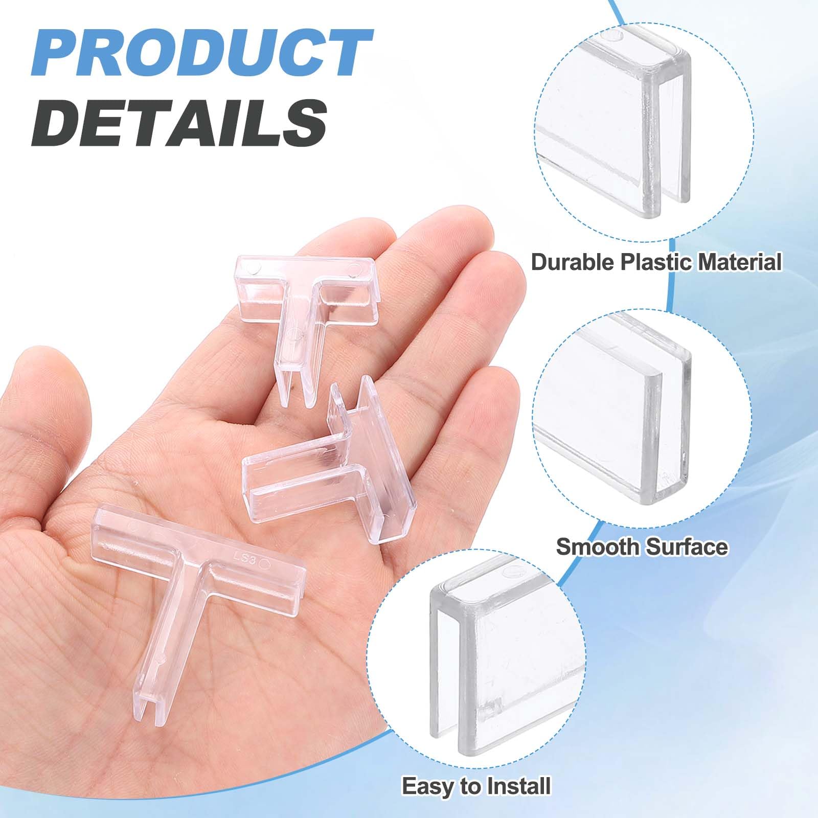 QUARKZMAN 12 Stück Glasklemme, Eckverbinder Glasverbinder Für 3mm Dicke T Shaped, randloser Clip-Halter für Befestigung oder DIY-Fischtank, Glas-Acryl-Vitrine