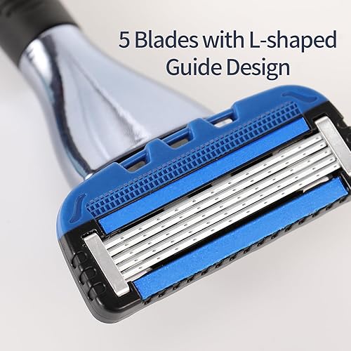 Miniatura 2 de Maquinilla de afeitar de 5 hojas para hombres con doble lubricación, afeitado cómodo y suave para hombres (5REFILLS-A)