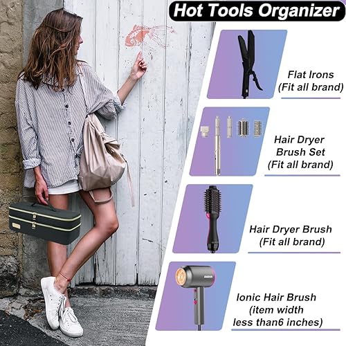 Miniatura 4 de Bolsa de viaje de doble capa para herramientas para el cabello con alfombrilla resistente al calor para secador de pelo Revlon de un solo paso,