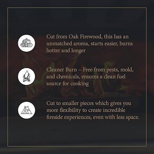 Miniatura 20 de Leña de roble prémium para chimeneas, estufas de leña, hogueras, hornos grandes de pizza de leña – Certificado por USDA, ultra secado al horno