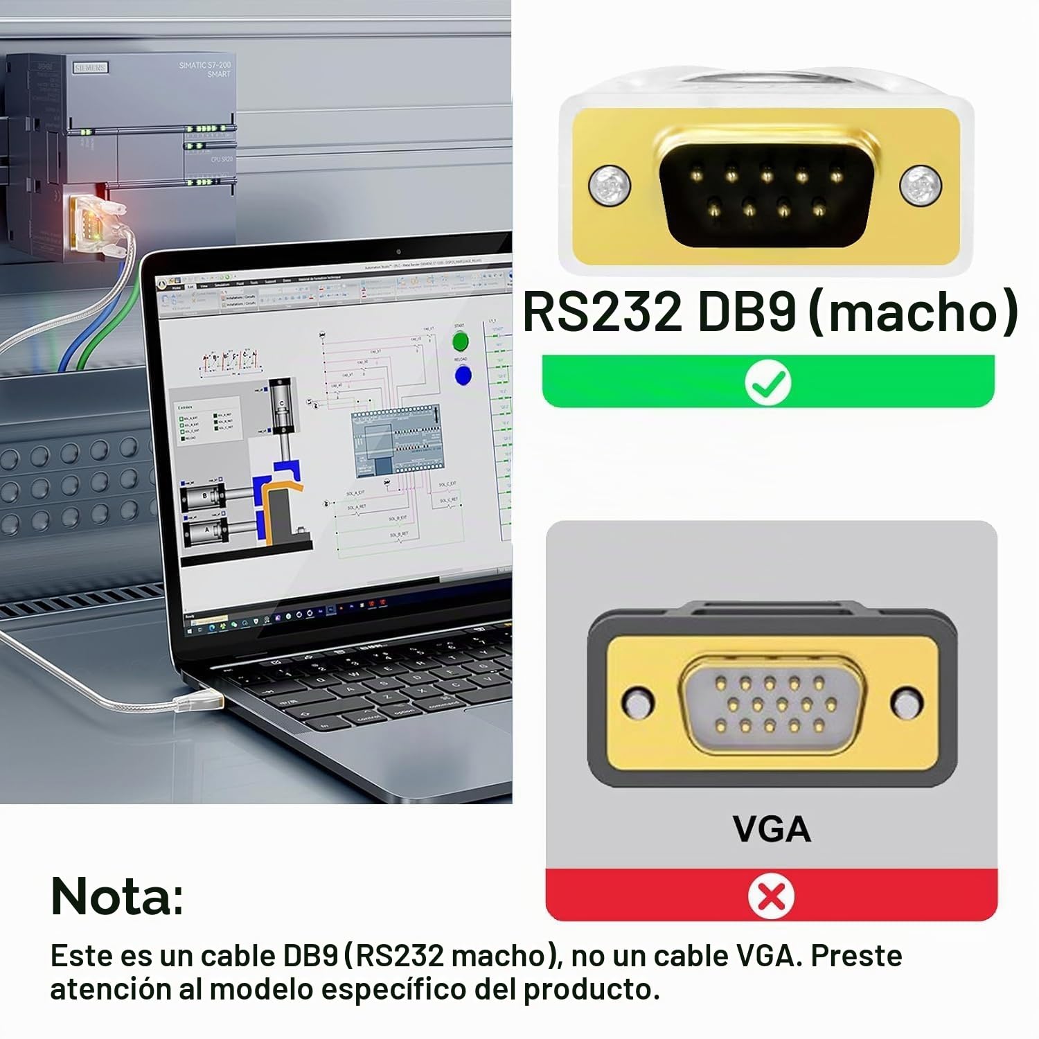 DTECH Adaptador USB a Serie Chip FTDI DB9 9 pines RS232 a USB Cable Chipset FT231 compatible con Windows 11 10 8 7 XP Mac OS Linux Detección de datos (0,5m)