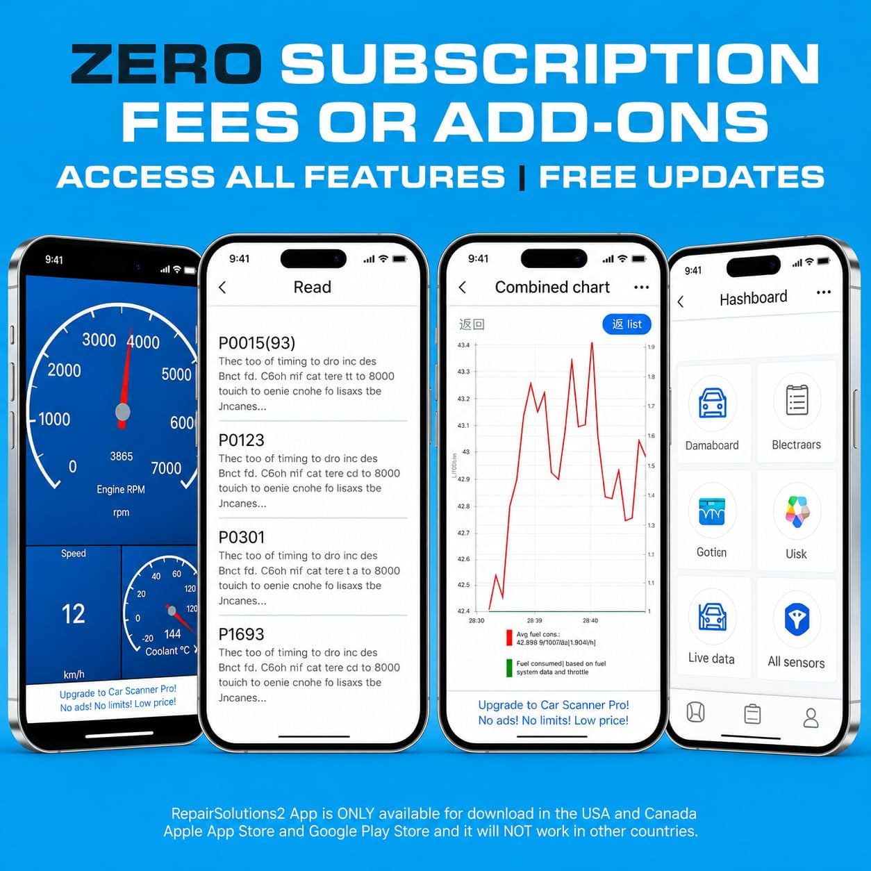 Bluetooth OBDII Scan Tool for iPhone & Android - No Subscription Fee - OBD2 Car Scanner and Code Reader - Diagnose Check Engine Fault, Supports 10 Languages and Most Cars After 1996