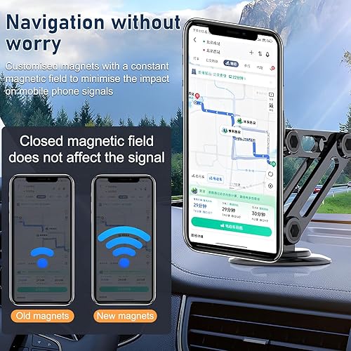 Miniatura 5 de Soporte magnético universal de 360 PRO para teléfono celular, soporte magnético plegable de aleación para teléfono celular para automóvil imán súper