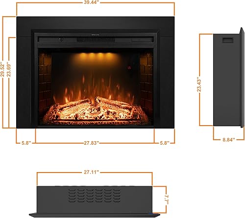 Miniatura 3 de Dreamflame Kit de decoración de chimenea eléctrica para insertos eléctricos de chimenea de 30 pulgadas, placas de construcción de metal,