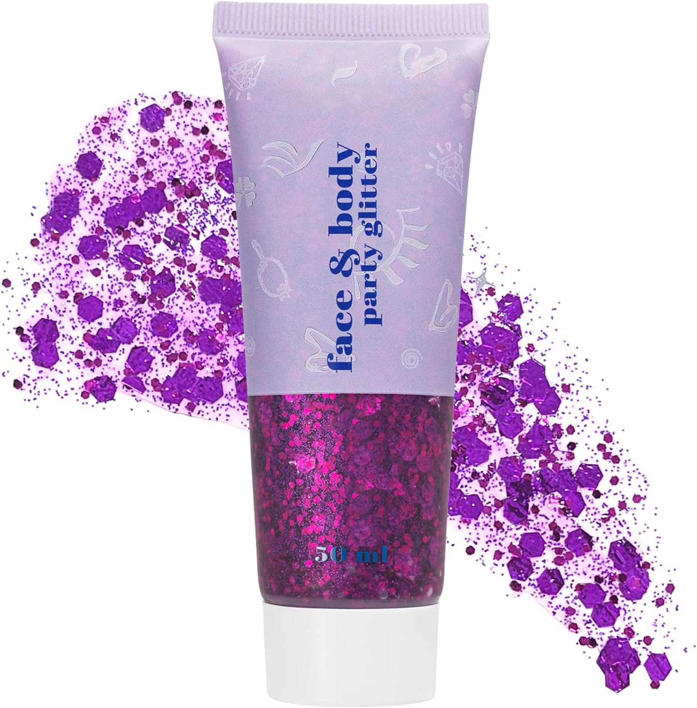 Holographic Body Face Glitter Gel, Laser Sequins Chunky Glitter for Body, Face, Hair, Nail, Long Lasting Waterproof Party Glitter Gel for Women, 12 Colors to Available, 1.7oz (Rose Red #4)