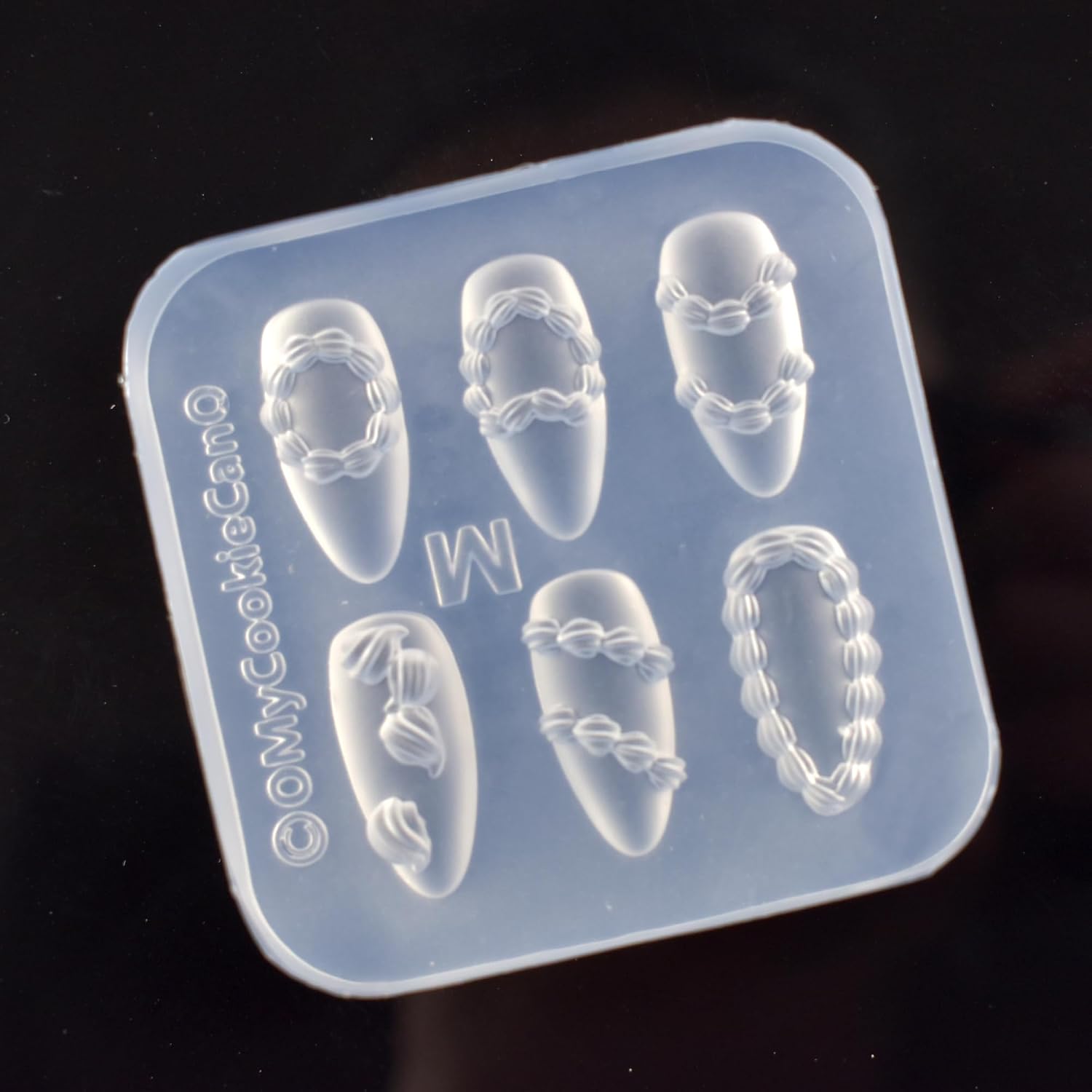 Nail Art Silicone Mold Embossed Cream Chain Design 3D Carving Template | 3D Nail Charm Mold for Birthday Nails 6 Patterns