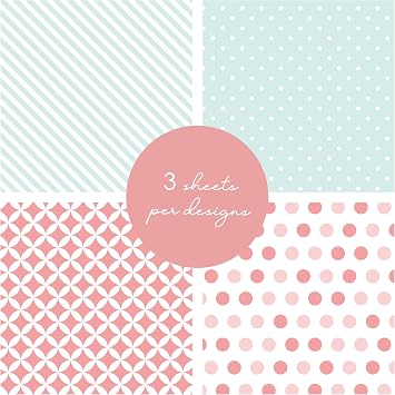 48 Sheets 12x12 Cardstock Scrapbook Paper Book, Gold & Pretty Pink Decorative Paper Pack for Card Making, Journaling, Planner, Double Sided Scrapbooking Supplies