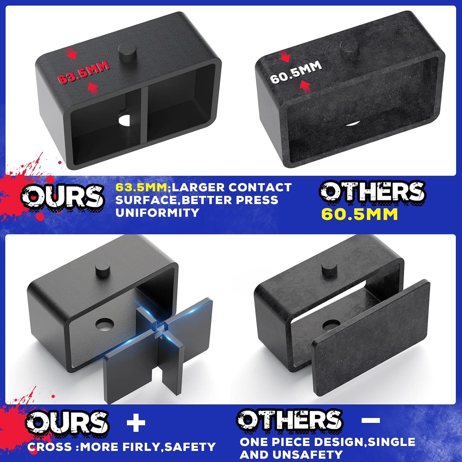 KSP Lift Kits for Colorado Canyon 2015-2021, 3"F+ 2"R Suspension Full Set Leveling Kit Compatible With Chevy GMC, 2pcs 2.75in Lift Strut Spacer and 2in Lift Block with Extended U-Bolts (Easy install)