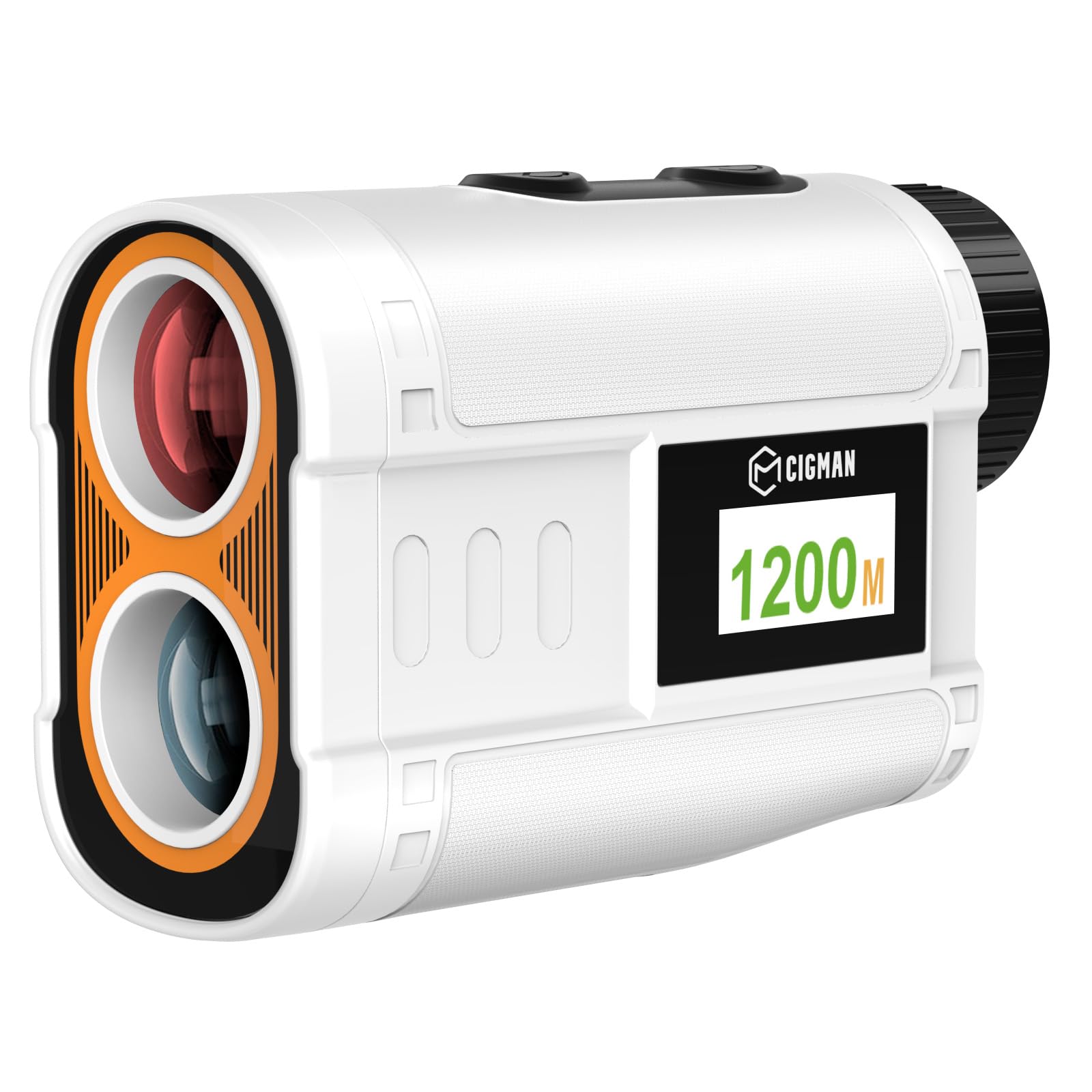 CIGMAN Laser Golf Entfernungsmesser 1200M mit Slope, ± 0,5m Genauigkeit Rangefinder mit Magnetstreifen, Externe Farbanzeige, Flaggensperre, ± 1m Genauigkei, 6X Vergrößerung, Ideales Golfzubehör