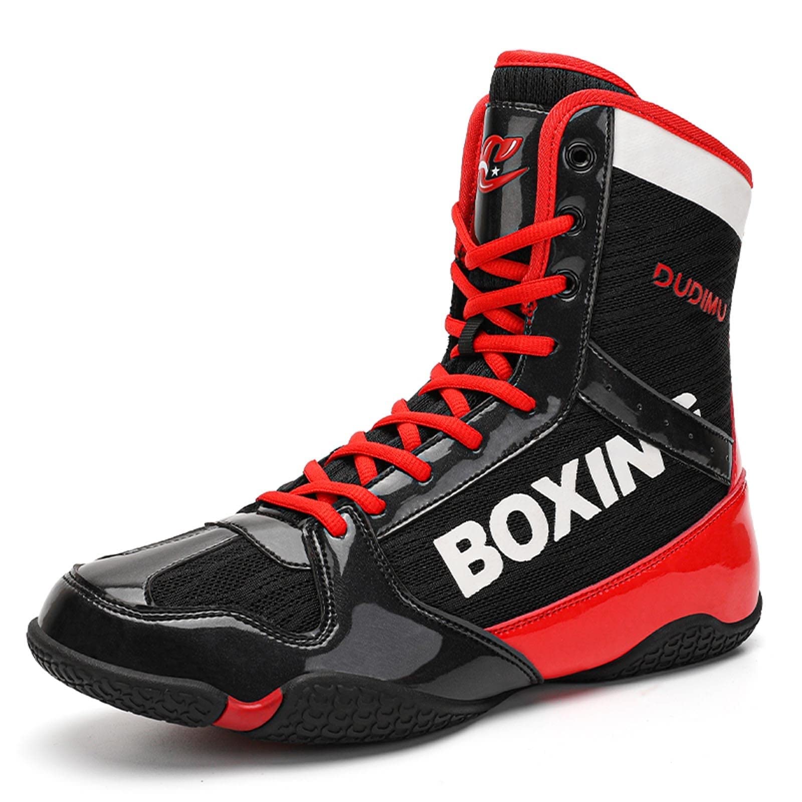 Zapatillas De Entrenamiento De Lucha para Hombres Y Mujeres - Zapatos Profesionales Antideslizantes Adecuados para Lucha Y Levantamiento De Pesas Unisex,Rojo,43 EU