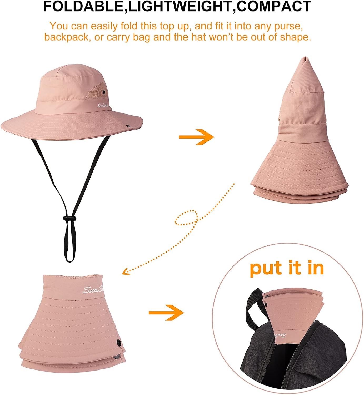 Tutuko Womens Wide Brim Sun Hats Foldable UV Protection Beach Bucket Hats Ponytail Mesh Fishing Hat at  Women’s Clothing store