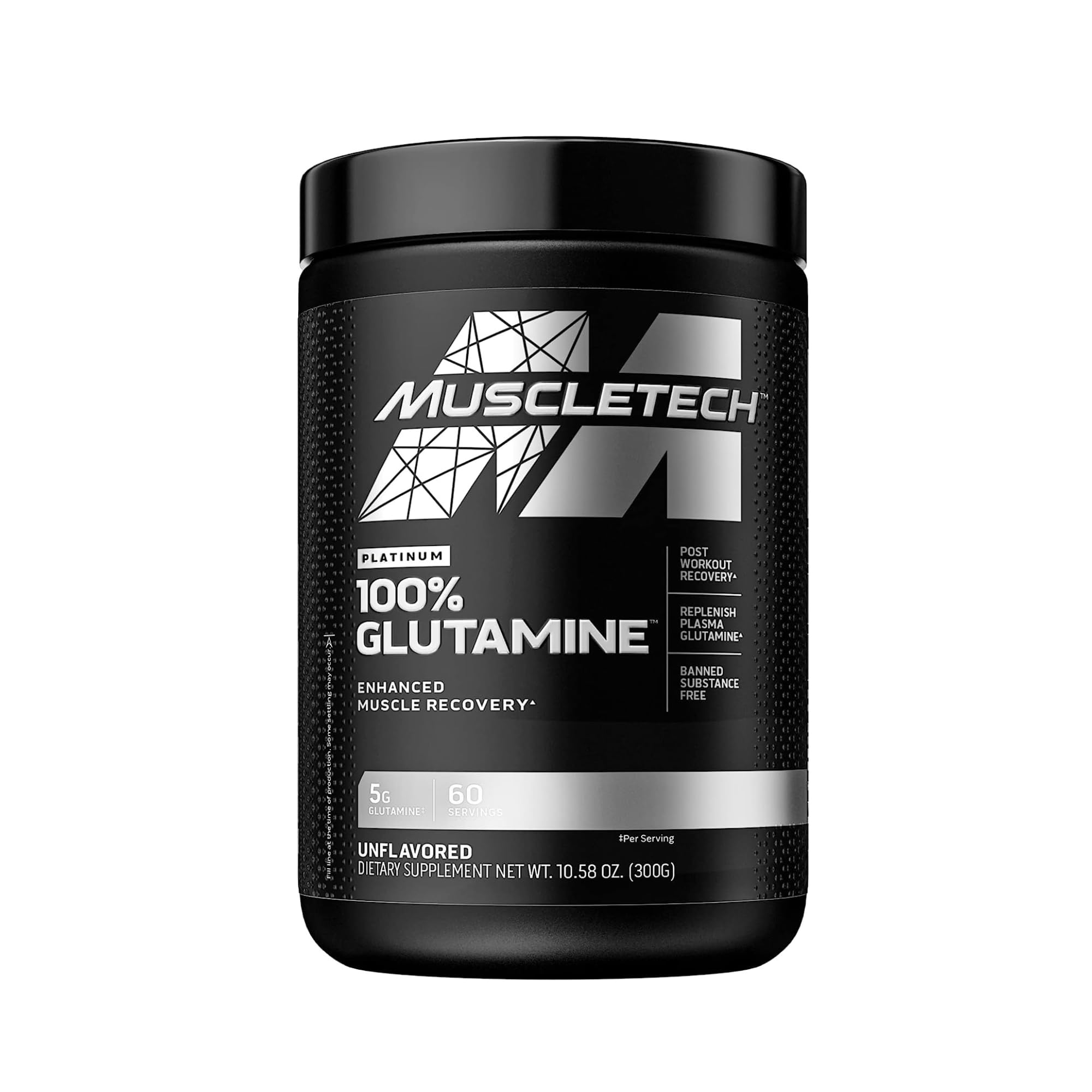 Muscletech Essential Series, Platinum 100% Glutamine, Unflavored, 5 g, 10.58 oz (300 g), Sports Nutrition Supplements, Powder