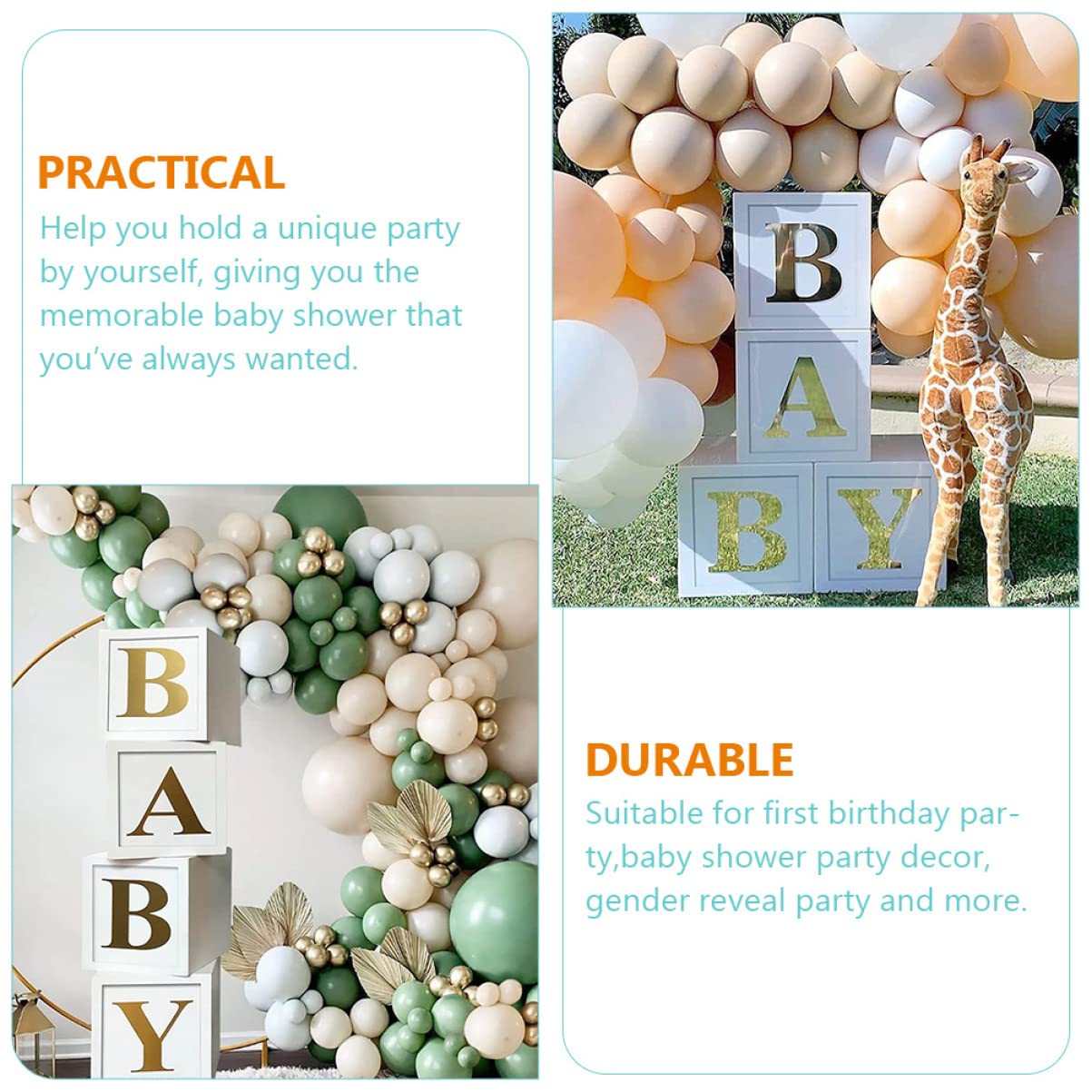 Luxshiny Boîte à Ballons pour Gender Reveal 1 Set en Papier Blanc Vert