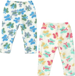 NICSY Baby Boys & Girls Warm Fleece Pajama Pants | Pack of 3 Winter Wear Bottoms | Soft Fur Pyjama with Cute Butterfly Pri... Price In India