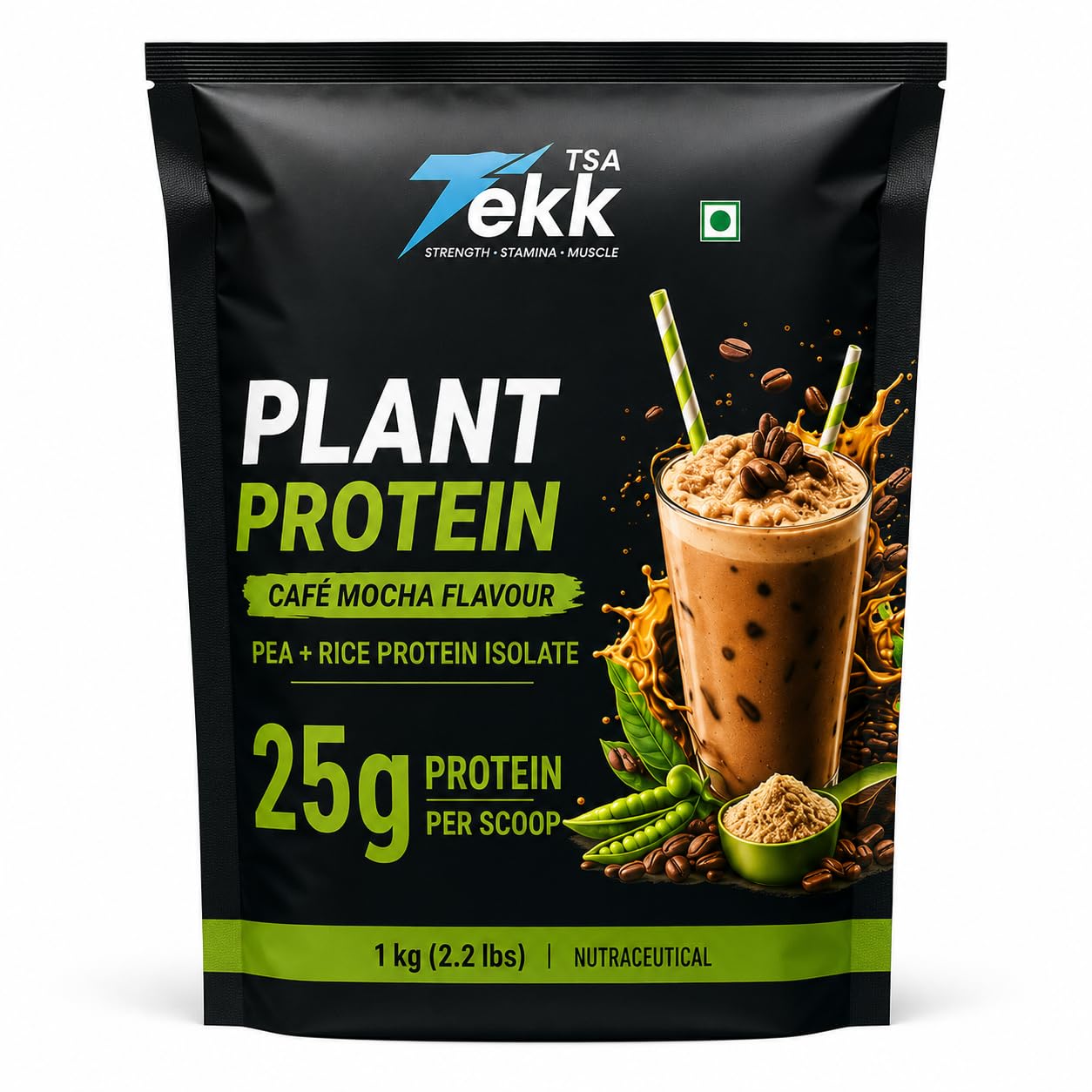TSA Tekk Plant Protein Powder Café Mocha Flavour | 25g Protein Per Scoop | Pea & Rice Protein Isolate | Vegan Protein Supplement | 1 kg-image-19