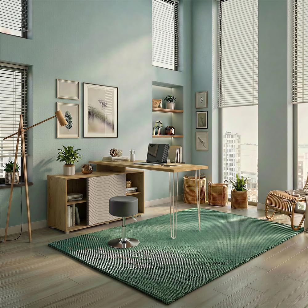 Vicco Bureau d'angle Notivo, Cachemire, 135x55cm | avec armoire de classement, adapté au télétravail et au bureau