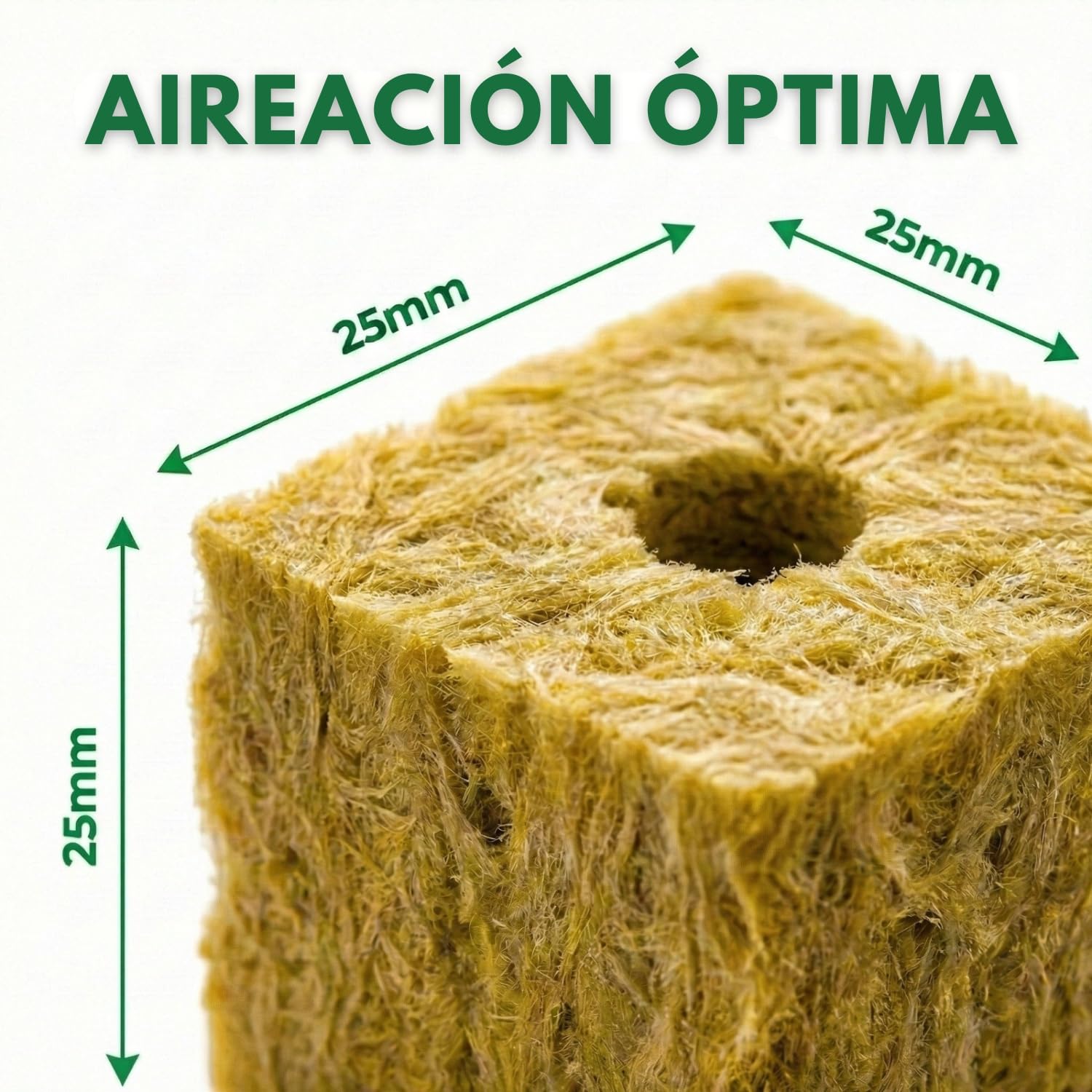 Lote de 100 Cubos de Lana de Roca Hidropónica (2,5 cm) para Germinación y Esquejes, Substrato Aireado Que Favorece el Crecimiento Rápido, Ideal para Semillas, Jardines Interiores y Exteriores