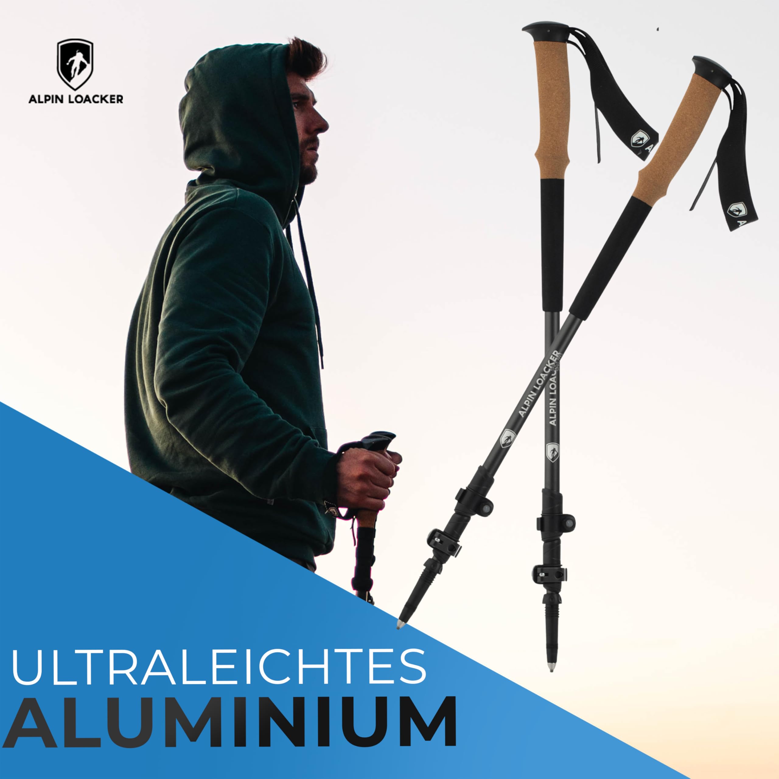 Custom 3-section Telescopic Aluminum Nordic Walking Poles Hiking Sticks Poles Al Custom 3-section Telescopic Aluminum Nordic Walking Poles Hiking Sticks Poles Al