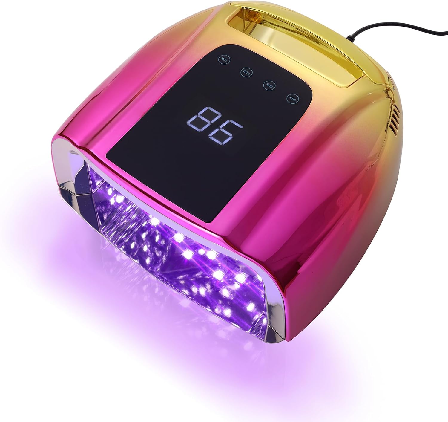 96W UV Nail Lamp Not Rechargeable Gel Lamp Professional LED Nail Light Dryer with Removable Stainless Steel Plate 4 Timers Auto Sensor Fast Curing for Home & Salon DIY Manicure