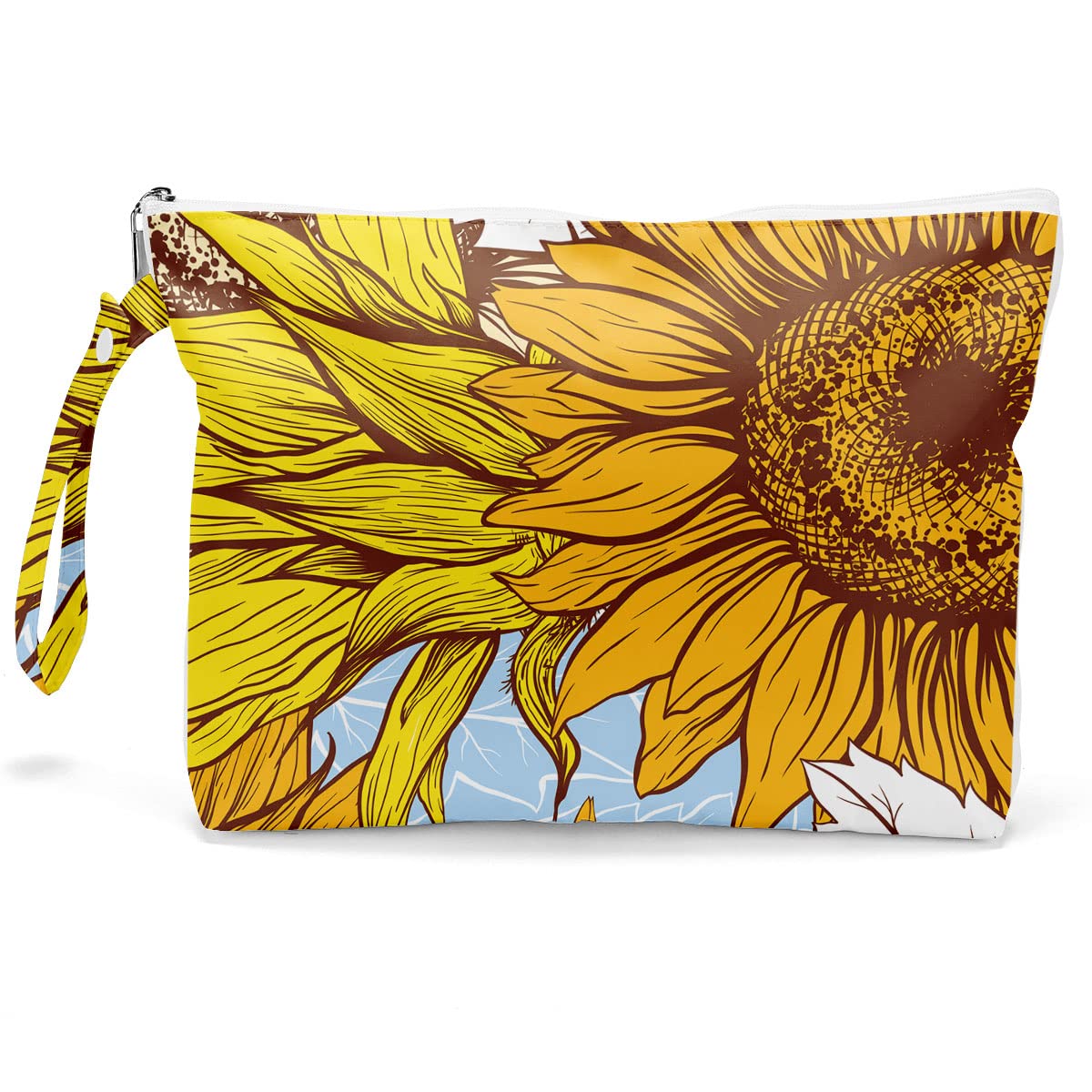 Makeup Bag, Toiletry Bag, Waterproof Large Capacity Travel Cosmetic Bag, Zipper Pouch for Girls, Mom, Wife, Sister, Friends, Wet Bag, Baby Diaper Bag, Sunflower Decor Sunflower Gifts for Women