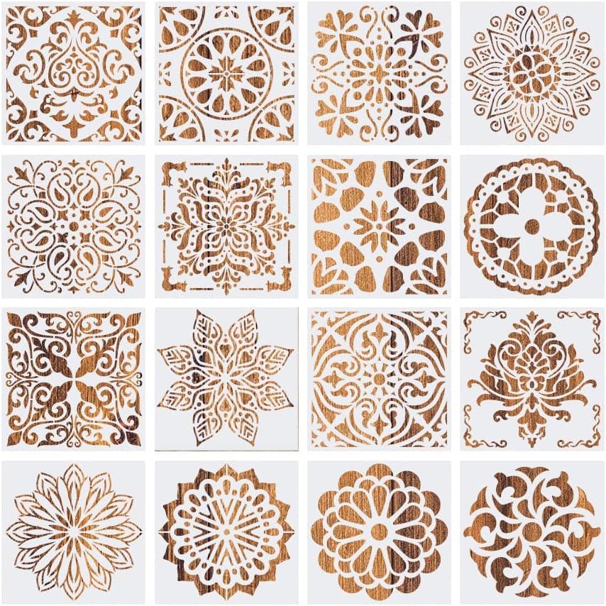 Set Di 16 Stencil Mandala In PET Per Pittura E Decorazione Fai Da Te – Riutilizzabili Per Pareti, Scrapbooking E Mobili - 6