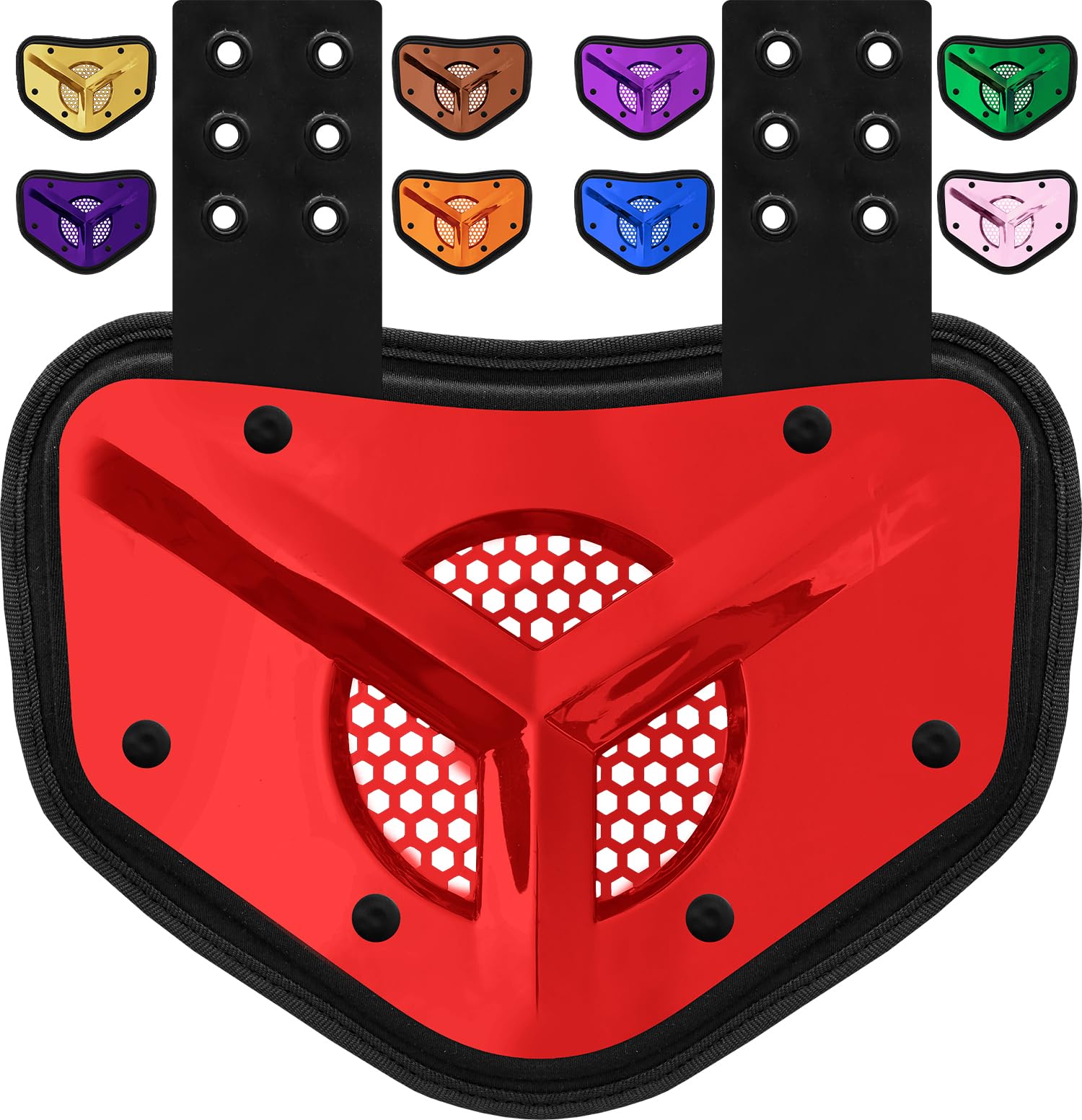 Chrome Football Backplate for Shoulder Pads with High Impact Padding, Adult & Youth Lower Backplate Football with Air Vents