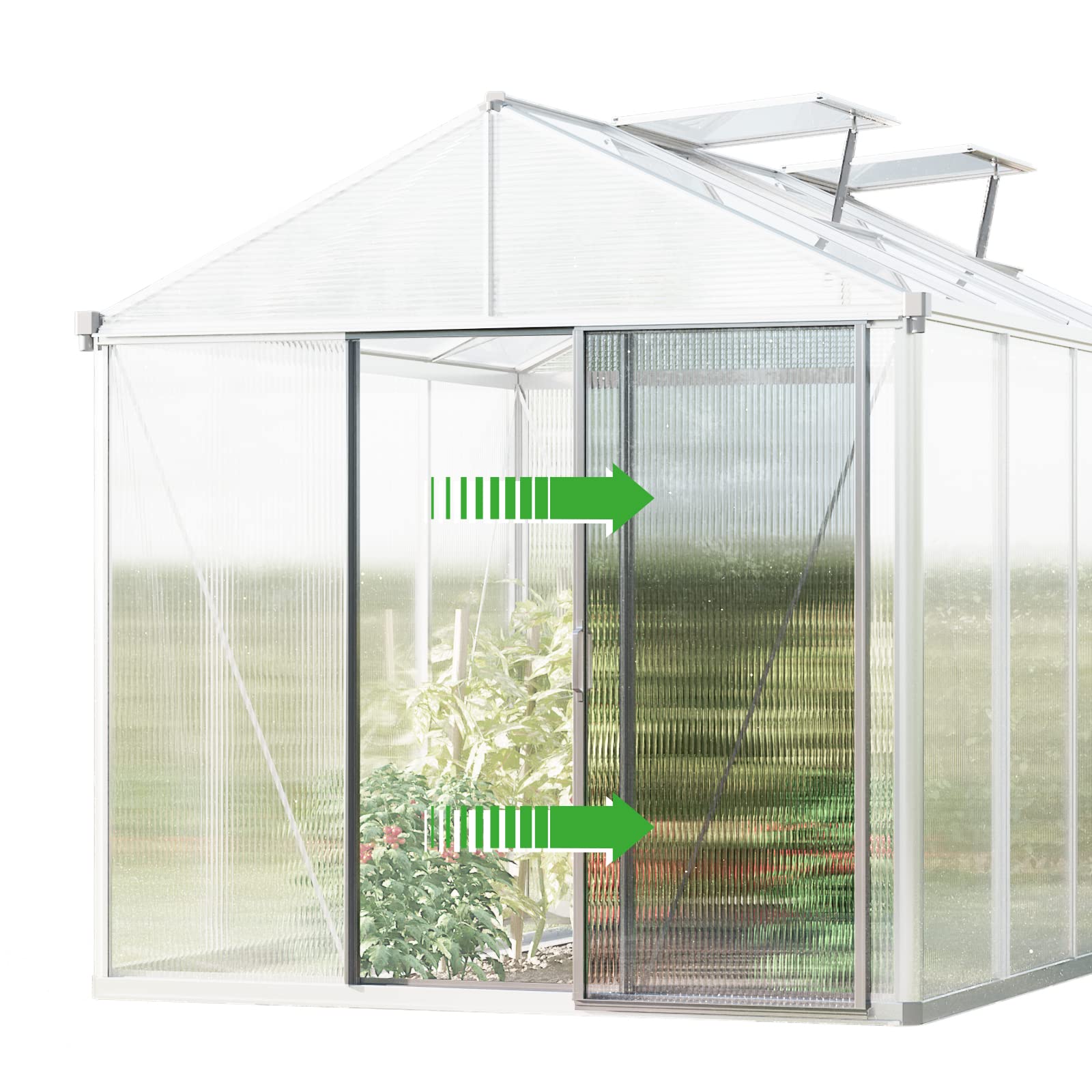 Serra GFP Premium 22 telaio in alluminio 222 x 294 cm, lastre a doppia parete di 10 mm, con 2 apri-finestra automatici