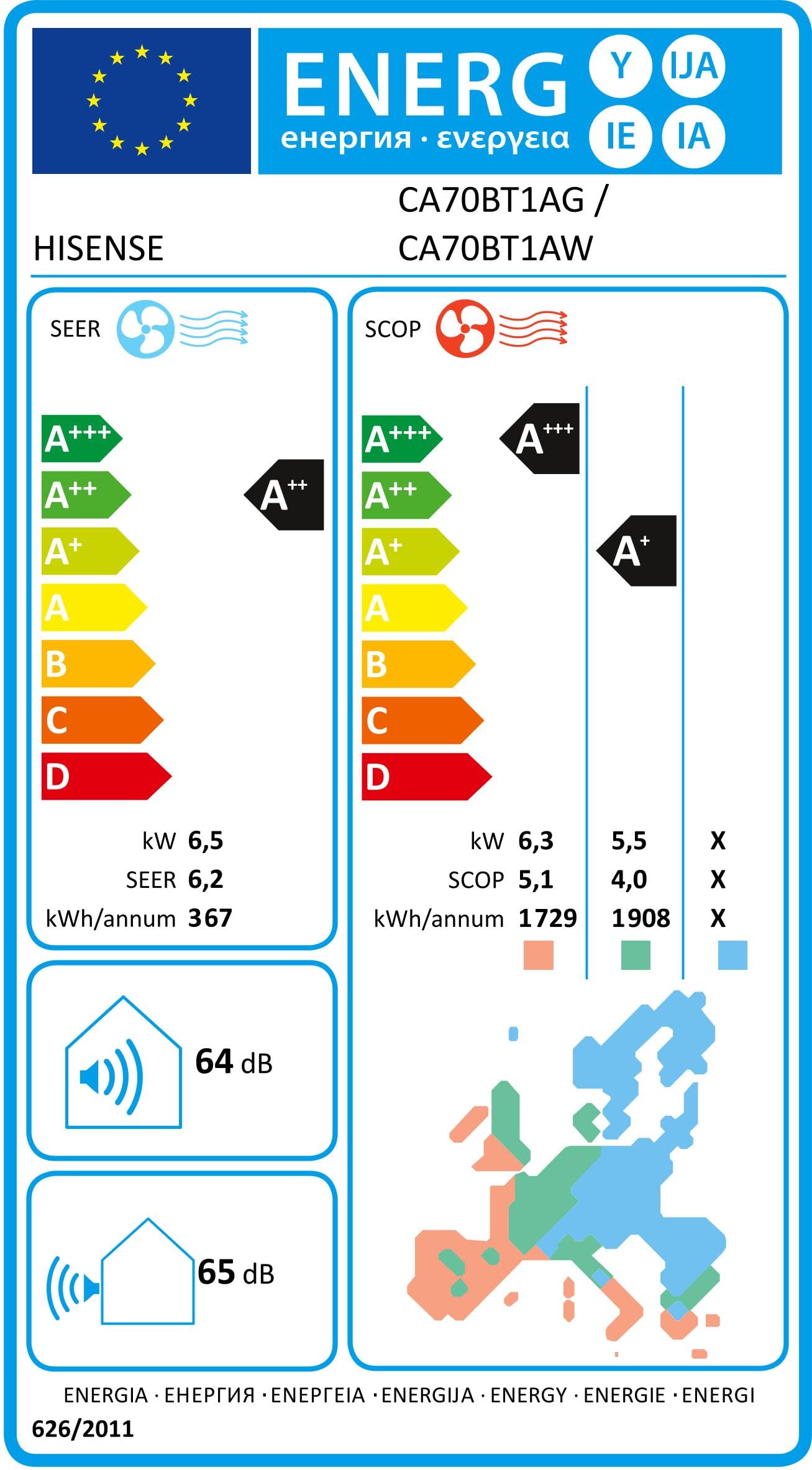 Hisense Aire Acondicionado Brissa 24 Invert 5676F/C GASR32 A++/A+CA70BT01G