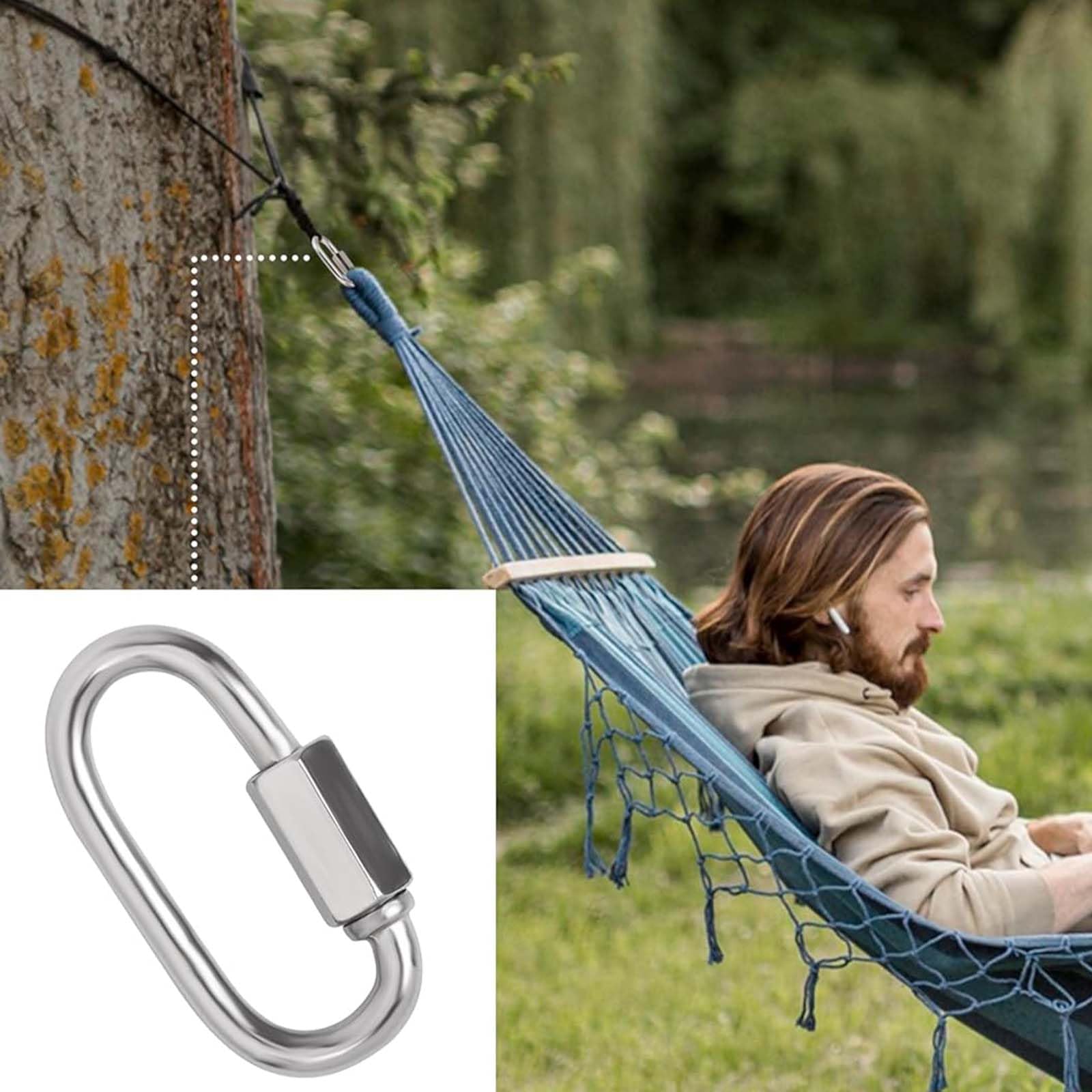 Mousqueton en Acier Robuste，Mousqueton Acier Rapide – Mousquetons à Vis, Polyvalent, Petite Mousquetons, Adapté aux Activités de Plein Air et Accessoires de Camping