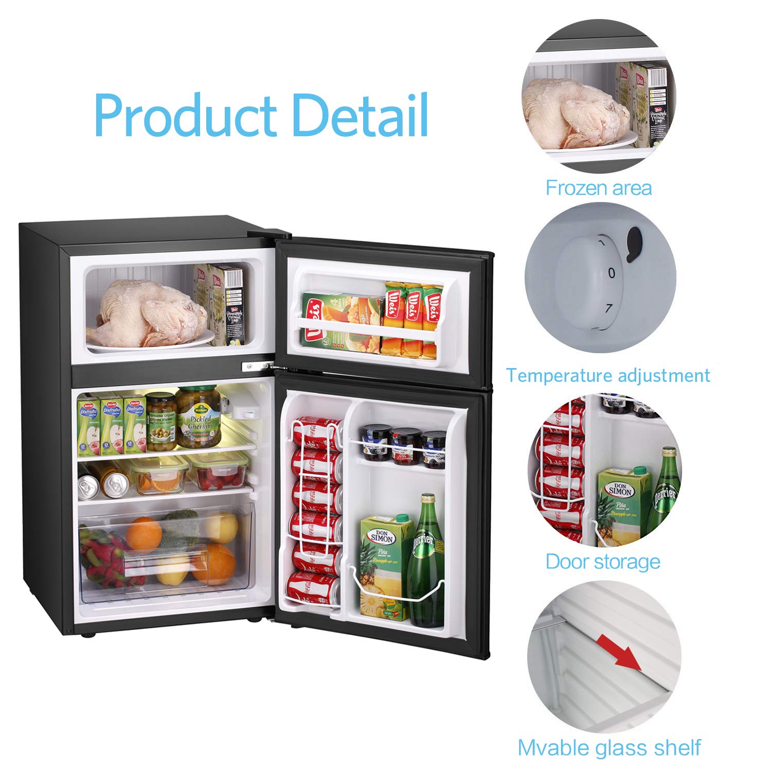 Buy Bossin 3.2 CU. FT Compact Refrigerator 2 Door MIni Fridge Chiller