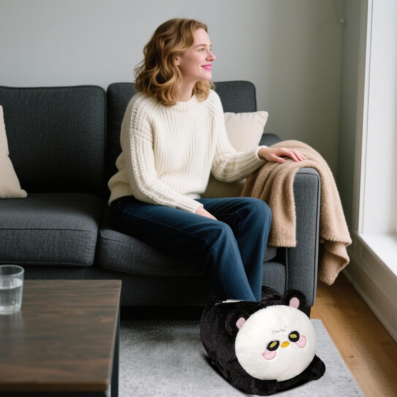 Electric Foot Warmer, Cute Plush Animal Heated Foot Warmer Under Table, Soft Feet Heater for Indoor Living Room Offices