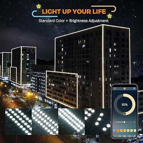 Miniatura 4 de BEAMNOVA Kit de luces comerciales blancas de 100 pies, aplicación Bluetooth o control remoto, transformador de fuente de alimentación DC 12V 400W,