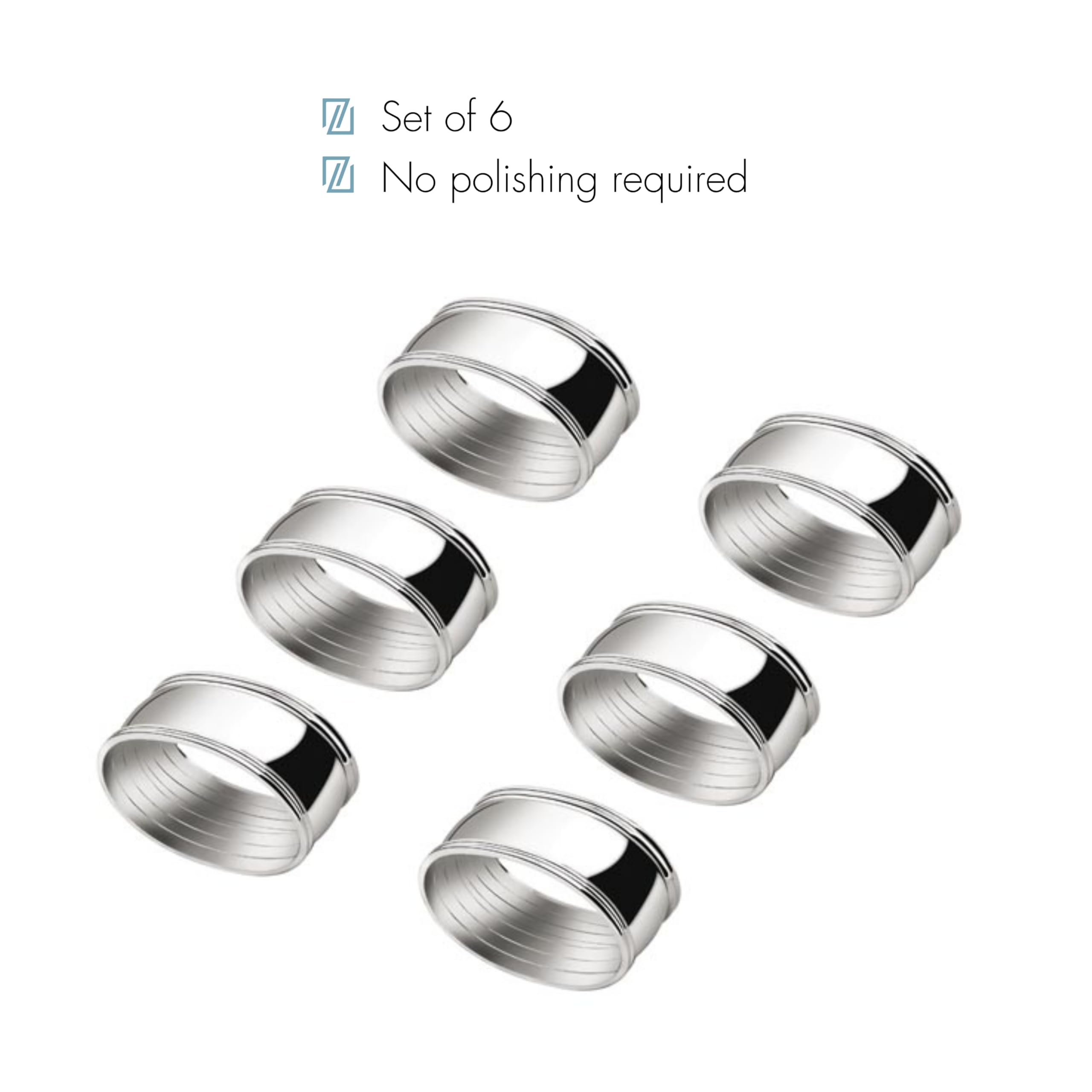 Stoffserviettenring oval 6er-Set 5,5x4,2cm versilbert, Silber