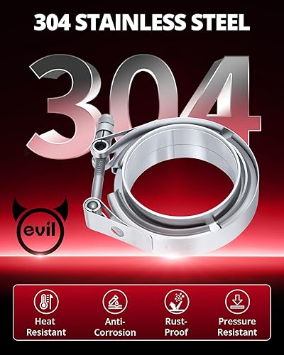Miniatura 11 de EVIL ENERGY Abrazadera de banda de 3,0 pulgadas V con brida macho hembra de acero inoxidable