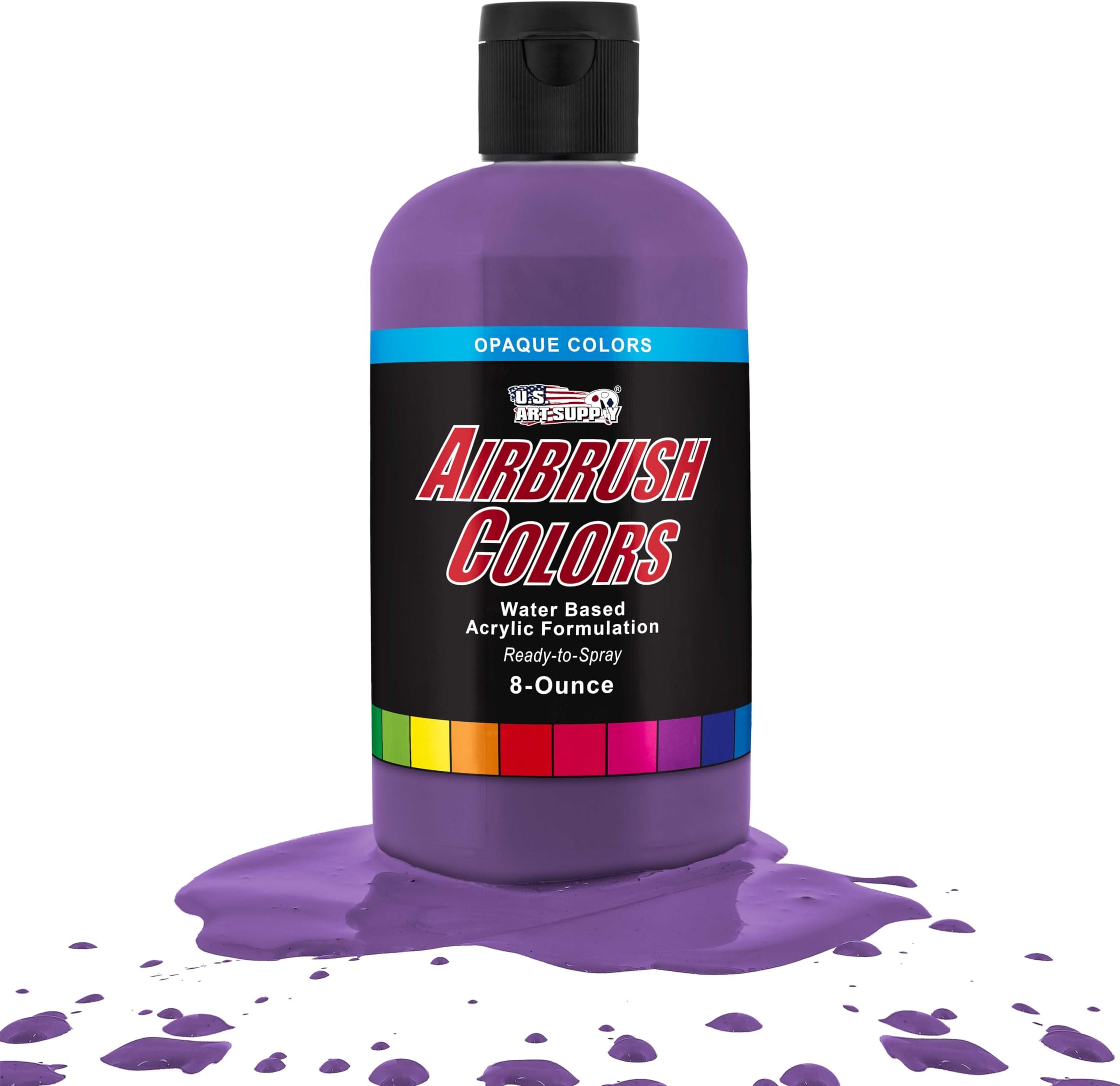 U.S. Art Supply Opaque Deep Purple Acrylic Special Effects Airbrush Paint - 8oz Ready to Spray Air Brush Paint for Nails, Models, Fabric - Water-Based Air Brush Painting