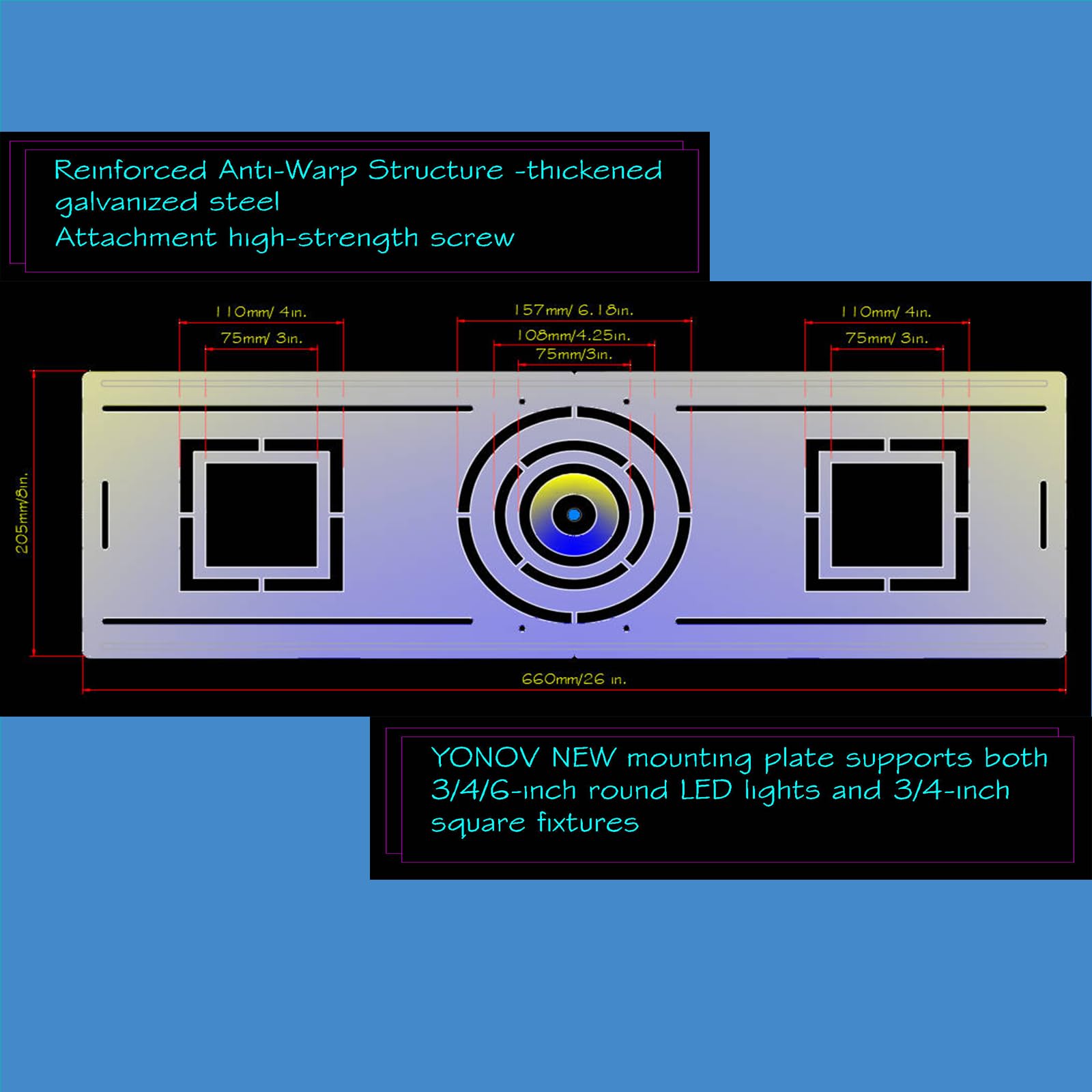 New Construction Mounting Plate for Recessed Lighting 4 Inch & 6 Inch - Durable Metal Plate with Symmetric Round Hole, Perfect for Wafer Lights & Led Can Lights for Ceiling - Light Fixtures (48)