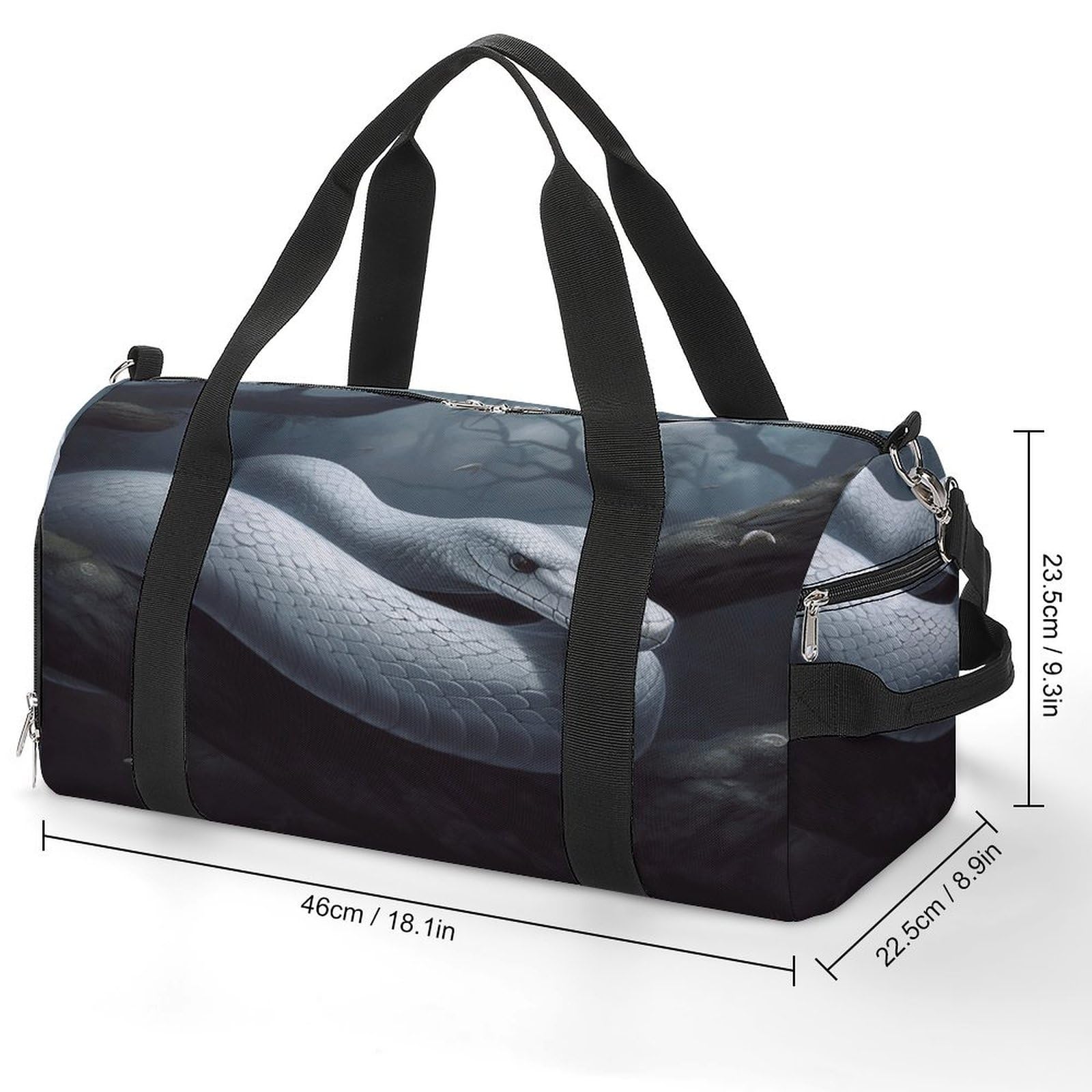 Turnbeutel für Damen und Herren, weißer Schlangen-Druck, wiederverwendbar, Turnbeutel mit Schuhfach, Stil, Einheitsgröße, modern, Stil:, Einheitsgröße, Modern