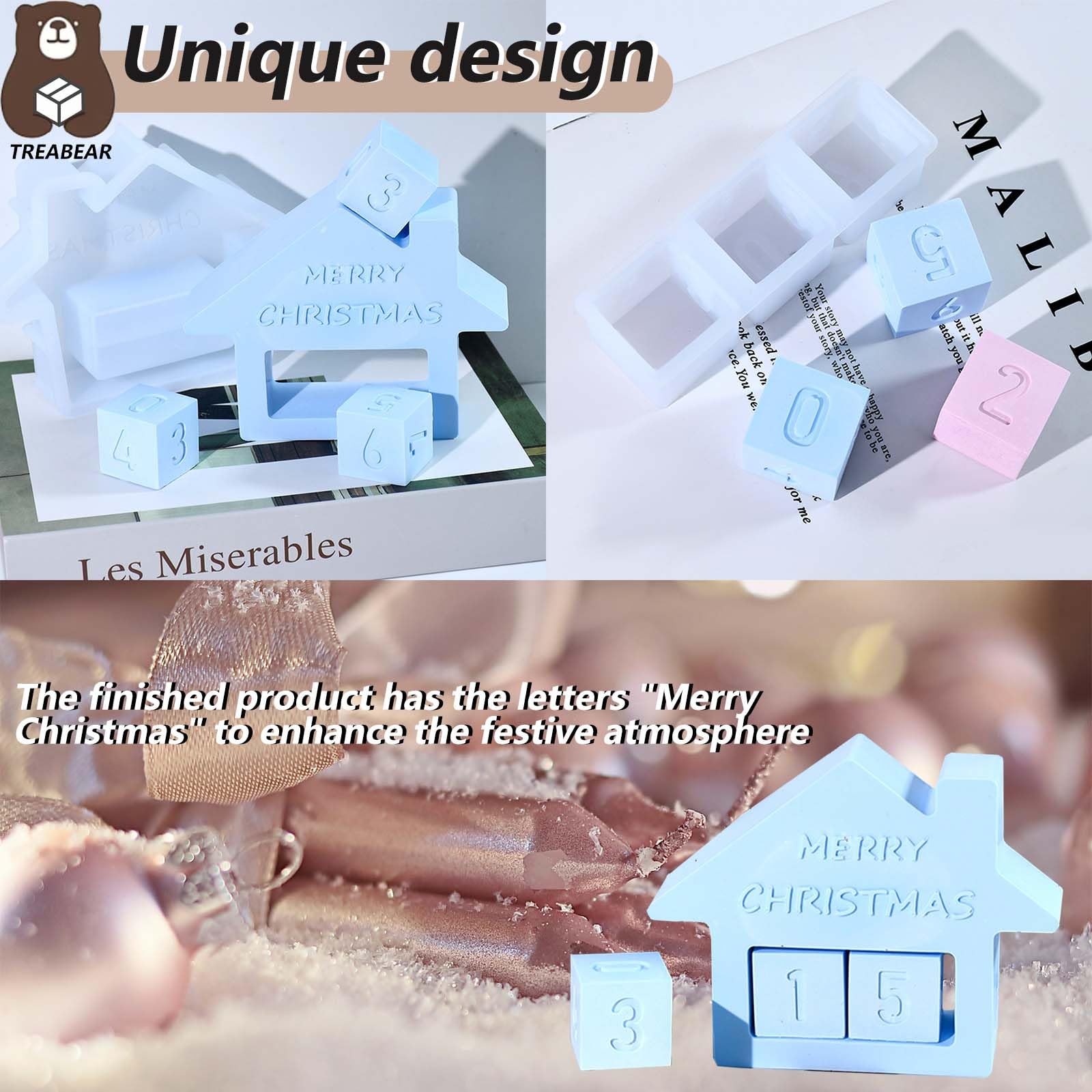 Moules En Silicone Élan TREABEAR – Lot De 2 Pour Bougies, Plâtre, Résine, Savon De Noël