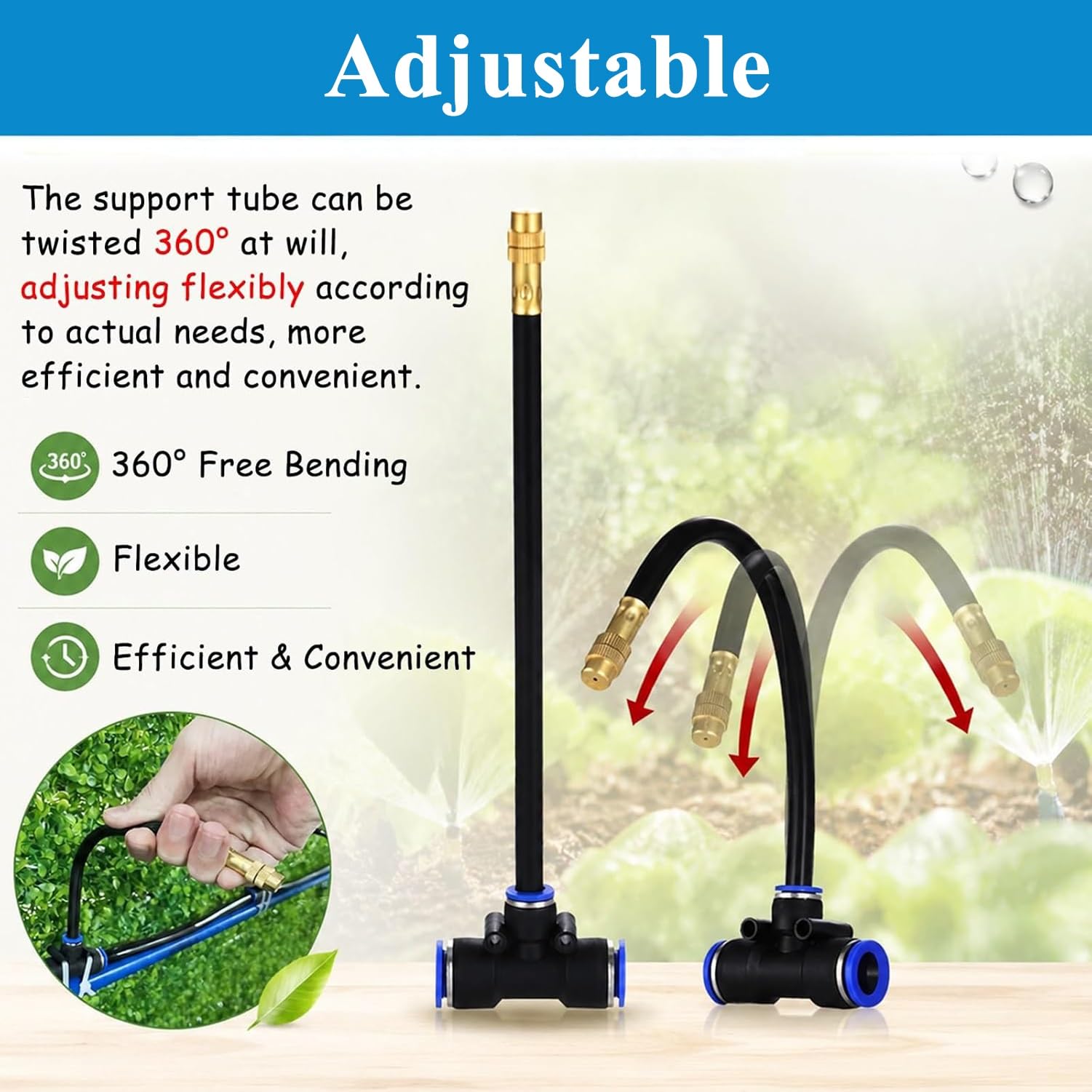 Sistema di irrigazione a goccia in PE | Sistema di irrigazione a goccia nero da 5-50 m(10m/32.8ft)