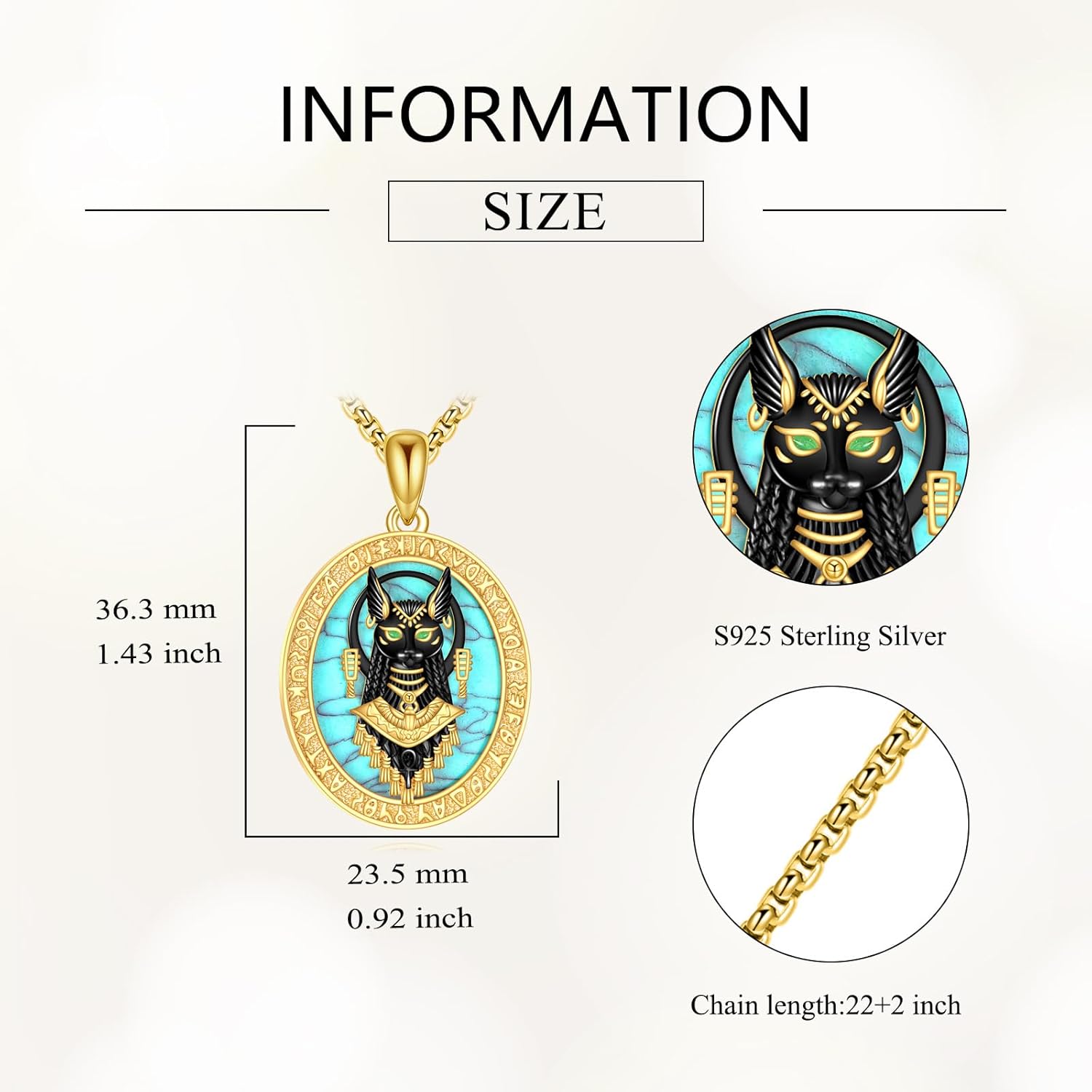 Ankh Cross/Scarab/Anubis/Nefertiti Necklace 925 Sterling Silver Pendant Necklace Egyptian Jewelry Gifts for Men Women - Image 3