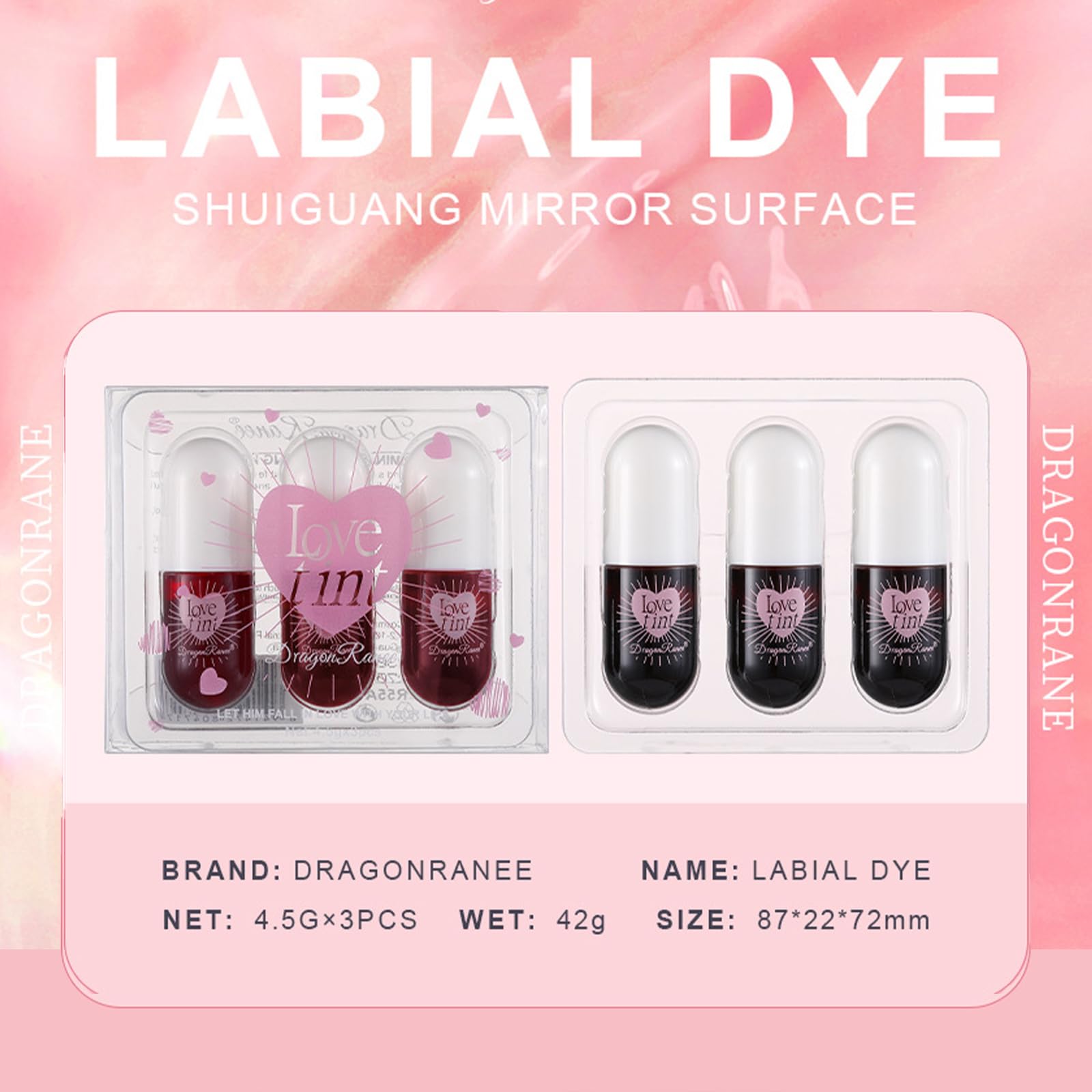 Tint 3-in-1 Lip Stain Set, Long-Lasting Waterproof Liquid Lipstick, Pink and Coral Shades, Hydrating Lip & Cheeks Stain - Image 2