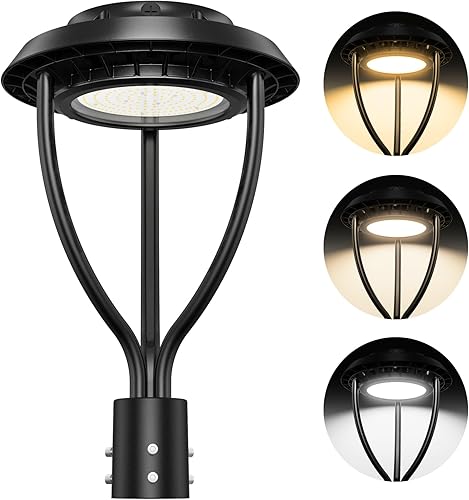 KINSNG Luz LED superior de poste con foto del atardecer al amanecer luz LED circular de área de 60 W 8400 lm 5000 K luz diurna equivalente a 250 W