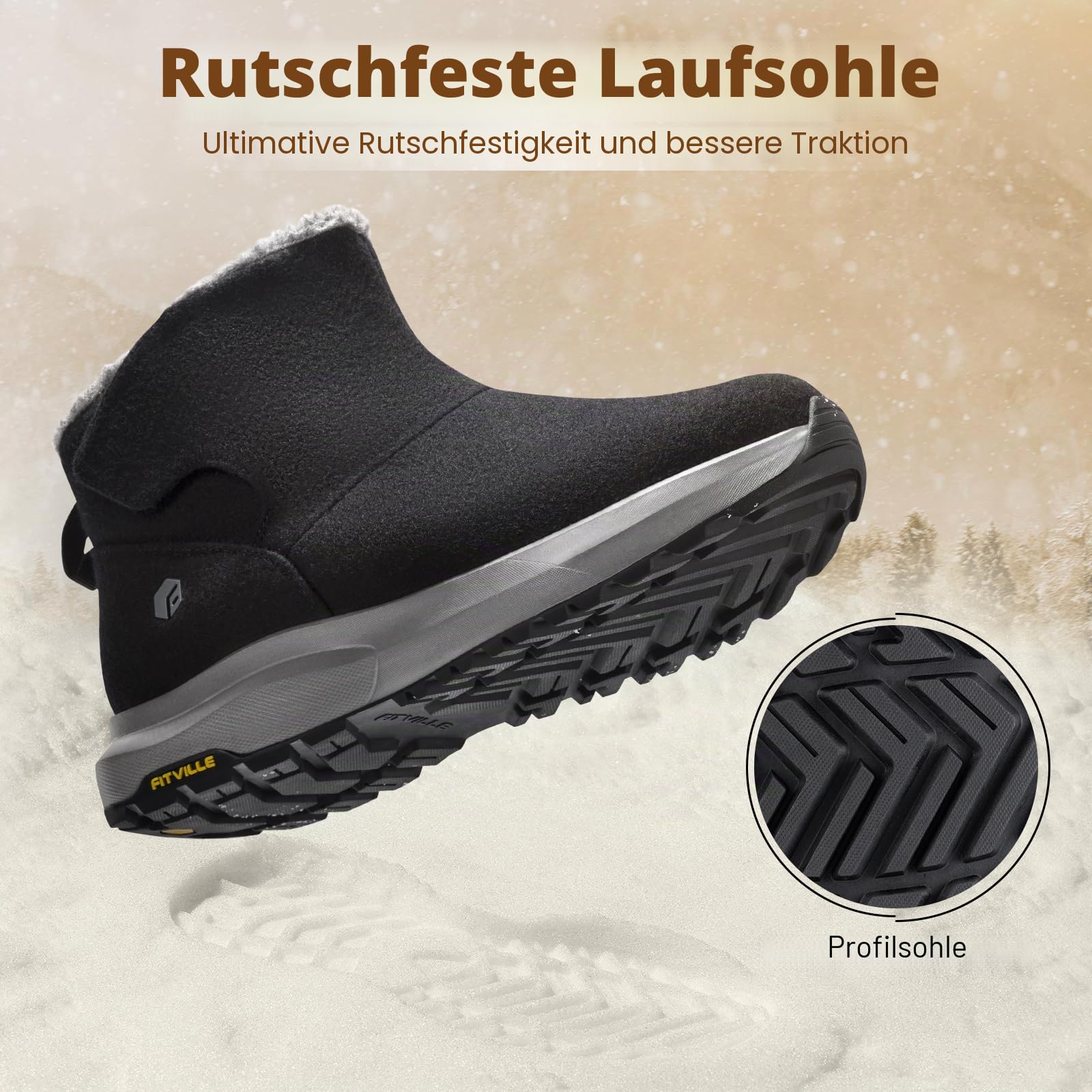 FitVille Extra Weit Winterschuhe Herren Winterstiefel Warm Gefüttert Kurzschaft Stiefel Bequem Rutschfeste Winter Outdoor Boots